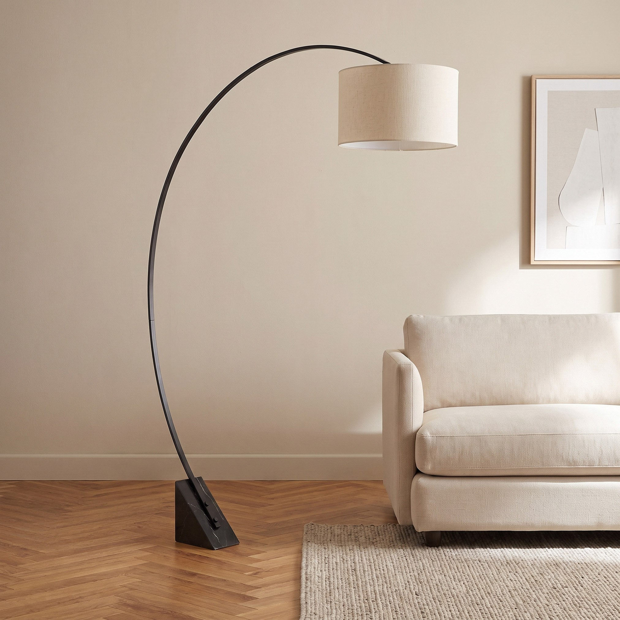 مصباح أرضية معدني مقوس قابل للتمديد مع غطاء كتان من كايلان - 195 سم-hbxlivingroom-lighting-floorlamps-image-1
