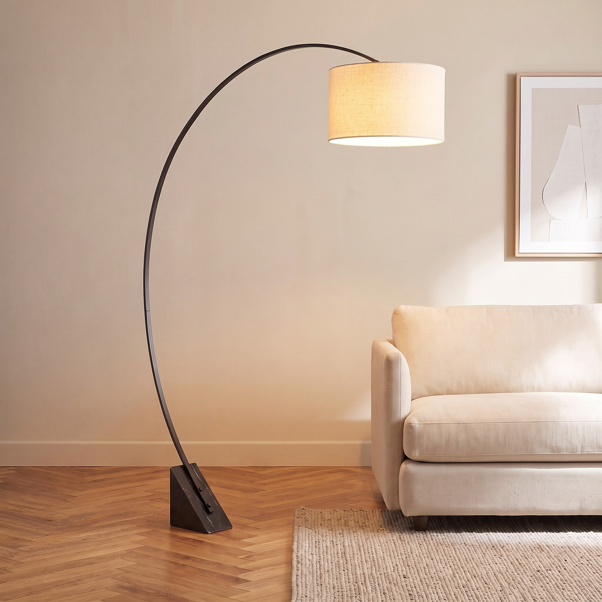 مصباح أرضية معدني مقوس قابل للتمديد مع غطاء كتان من كايلان - 195 سم-hbxlivingroom-lighting-floorlamps-image-2