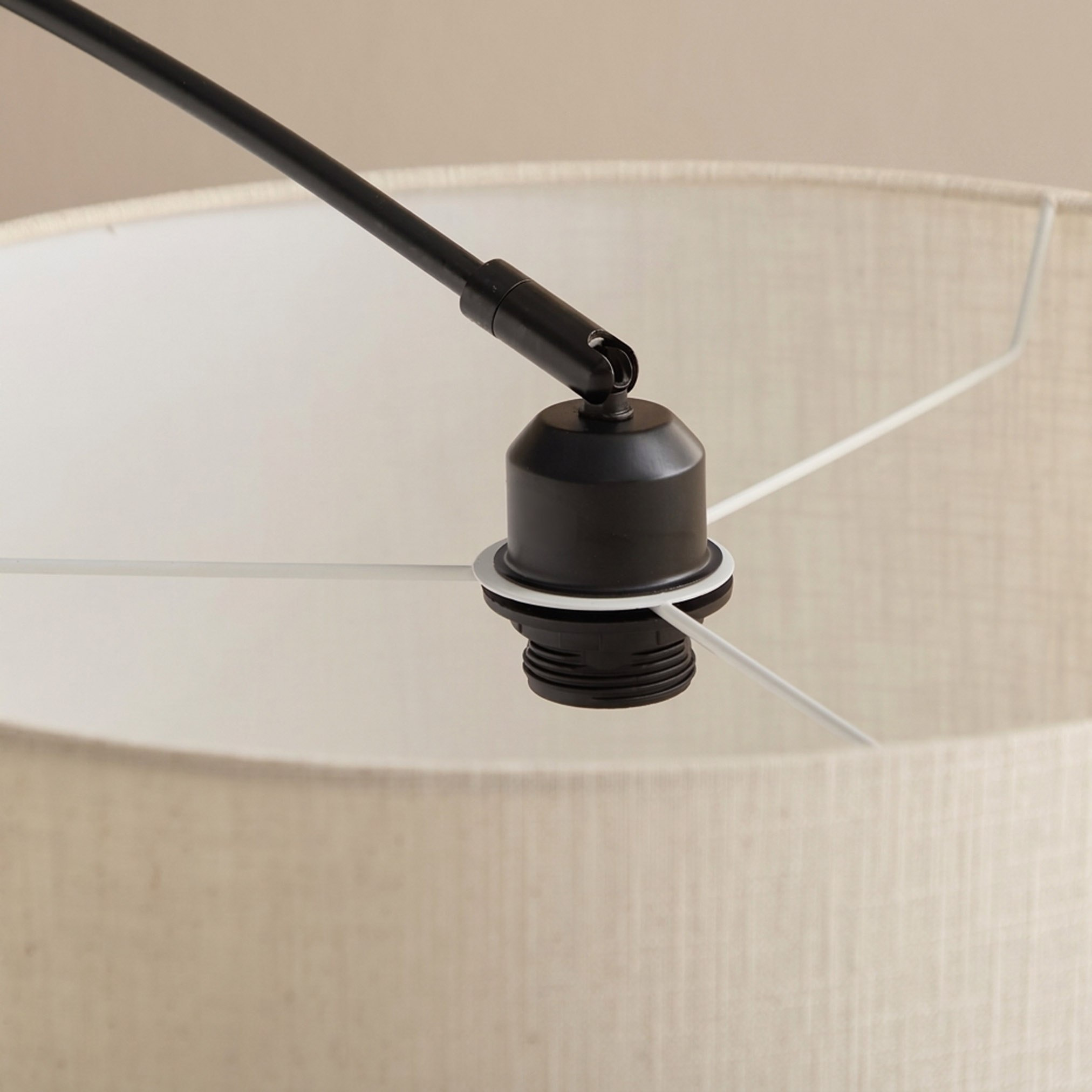 Caylan Metal Arc Floor Lamp Extendable with Marble Cube Base and Linen Shade - 207 cm-hbxlivingroom-lighting-floorlamps-image-5