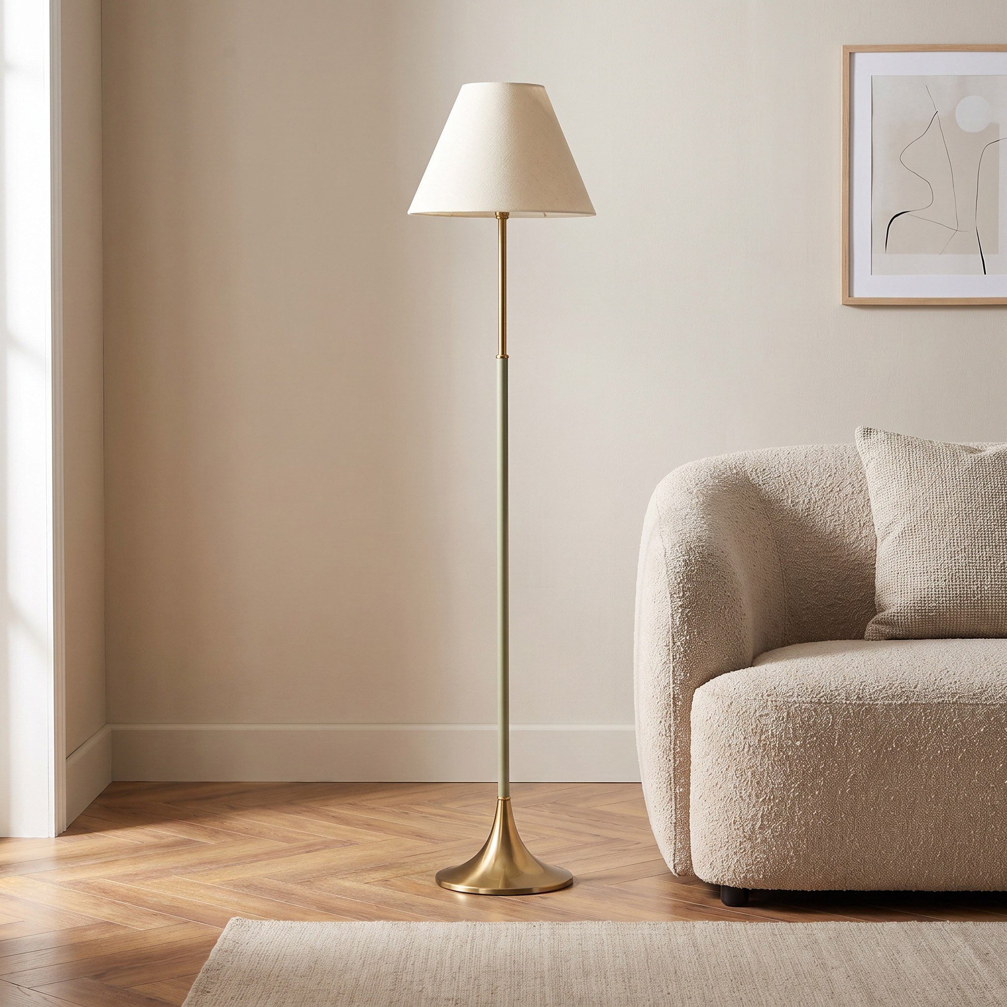 مصباح أرضية معدن بغطاء كتان من كايلان - 36 × 143 سم-hbxlivingroom-lighting-floorlamps-image-1