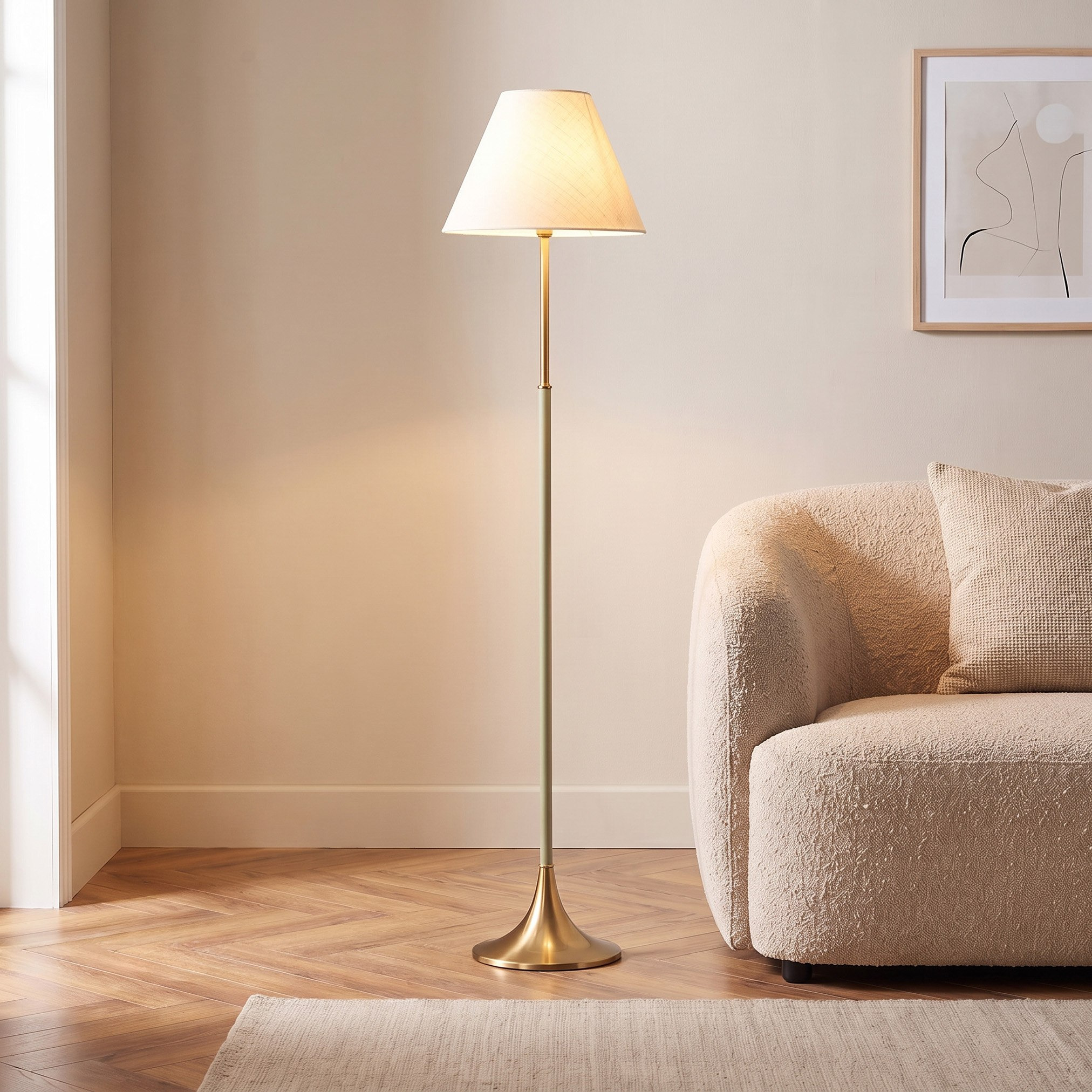 مصباح أرضية معدن بغطاء كتان من كايلان - 36 × 143 سم-hbxlivingroom-lighting-floorlamps-image-2