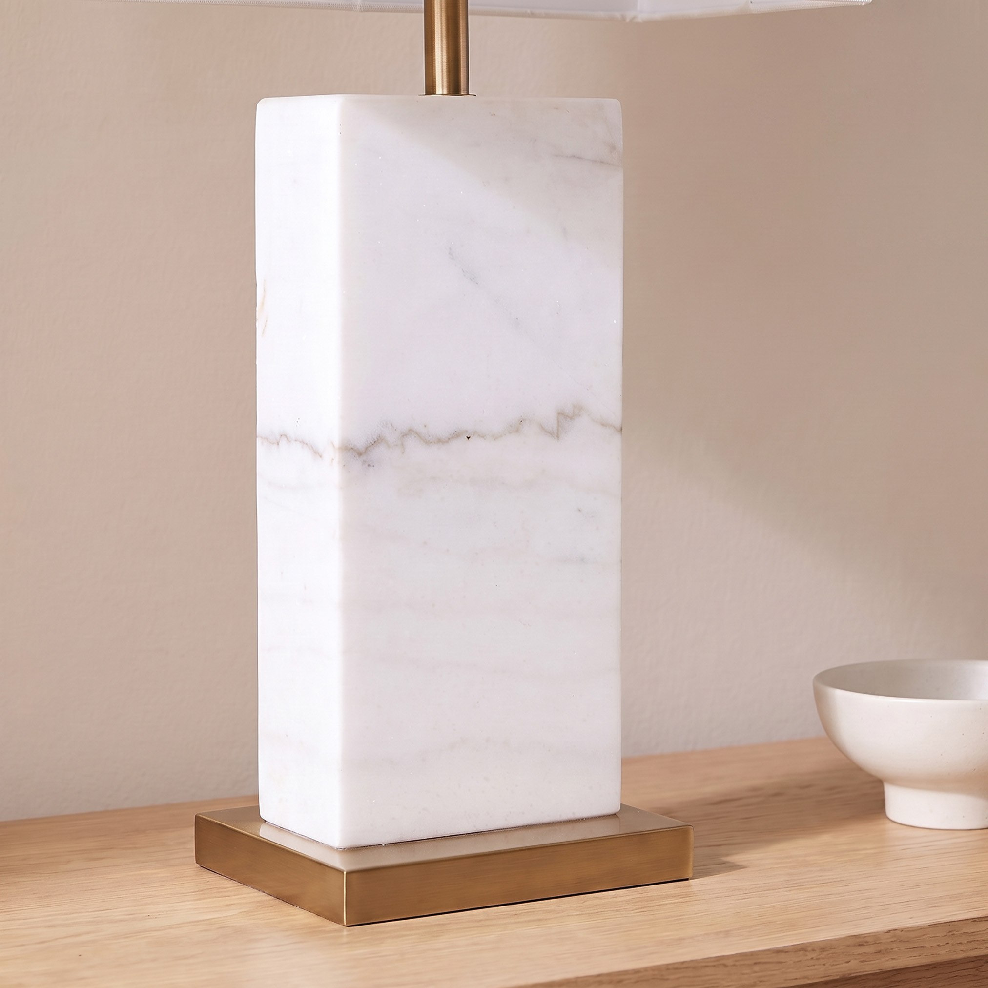 Caylan Marble Table Lamp with Metal Base and Linen Shade - 64 cm-hbxlivingroom-lighting-tablelamps-image-4