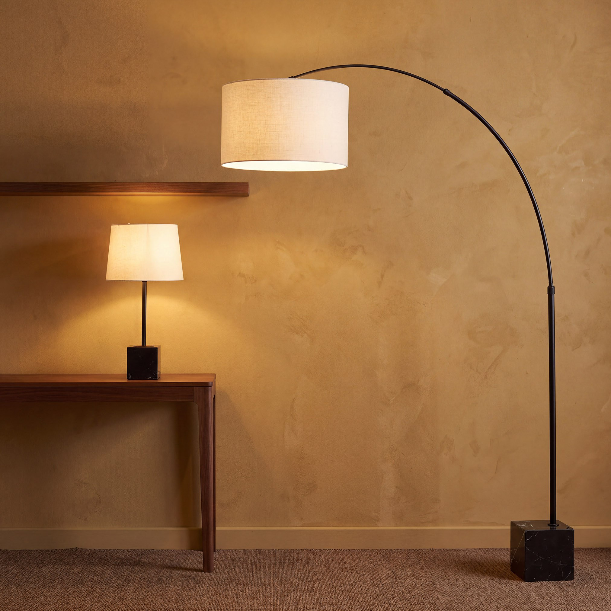 مصباح طاولة رخام وغطاء كتان من كايلان - 30 × 58 سم-hbxlivingroom-lighting-tablelamps-image-6