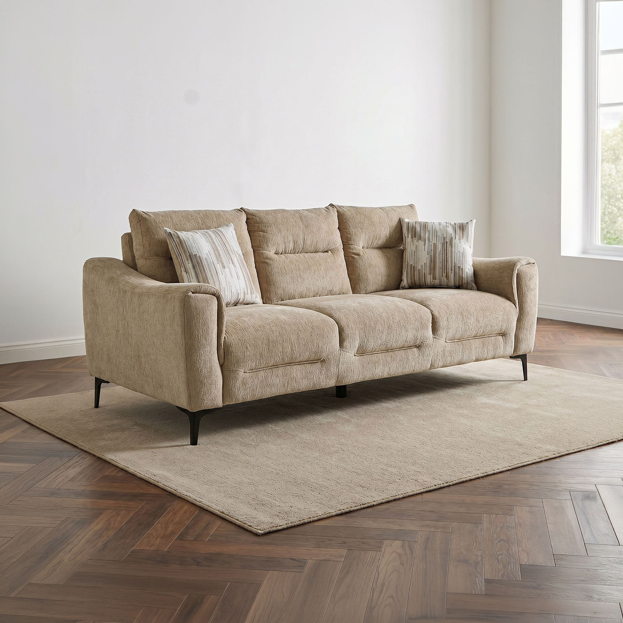 Antigo 3-Seater Fabric Sofa with 2 Cushions-hbxlivingroom-sofasandarmchairs-sofas-image-1