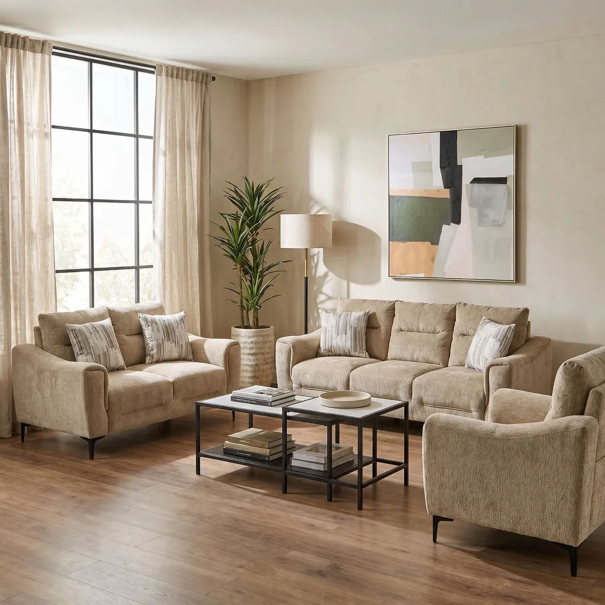 Antigo 3-Seater Fabric Sofa with 2 Cushions-hbxlivingroom-sofasandarmchairs-sofas-image-5