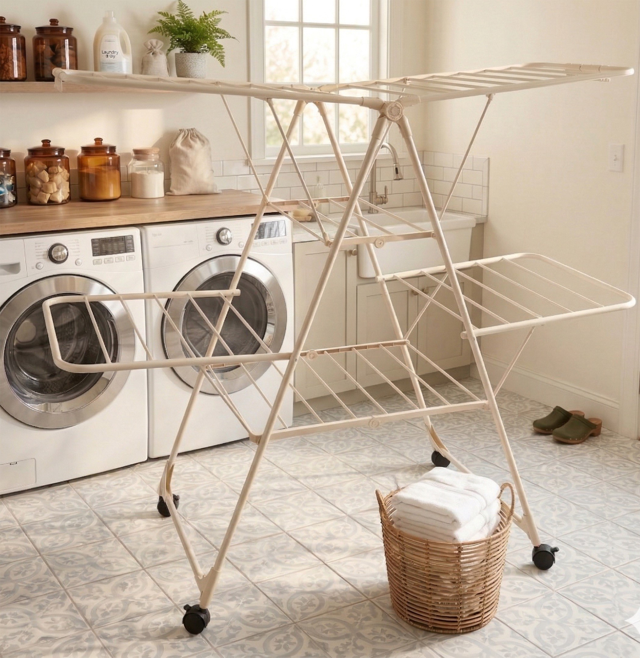 Ethan Clothes Drying Stand with Wheels - 131x61x157 cm-hbxhomeware-bathandlaundry-clothesdryingracks-image-2