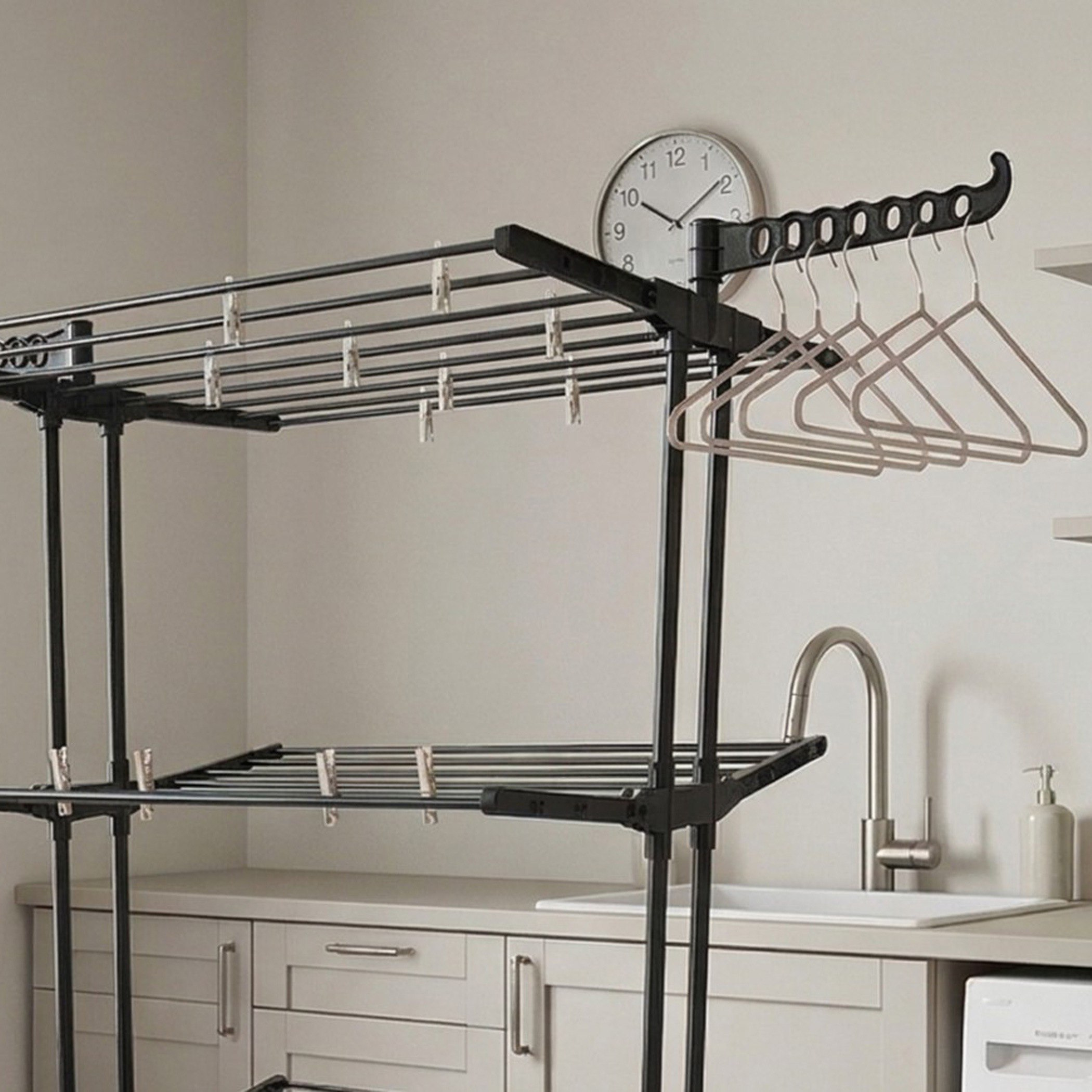 Luke 3-Tier Clothes Drying Stand with Wheels - 179x64x76 cm-hbxhomeware-bathandlaundry-clothesdryingracks-image-3