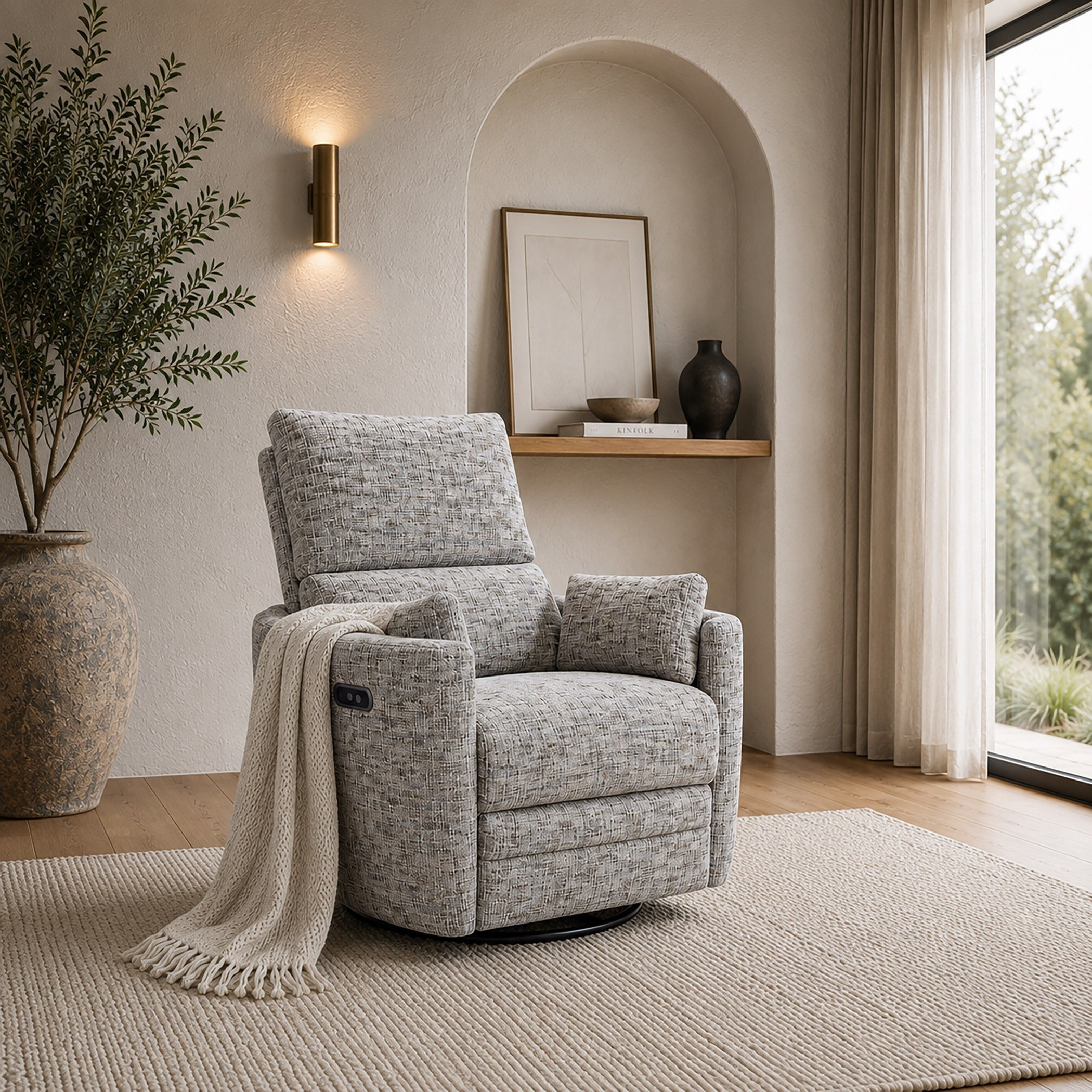 Asos NXT Electric Power Armchair Fabric Recliner with Swivel-hbxfurniture-sofasandarmchairs-reclinersofas-image-1