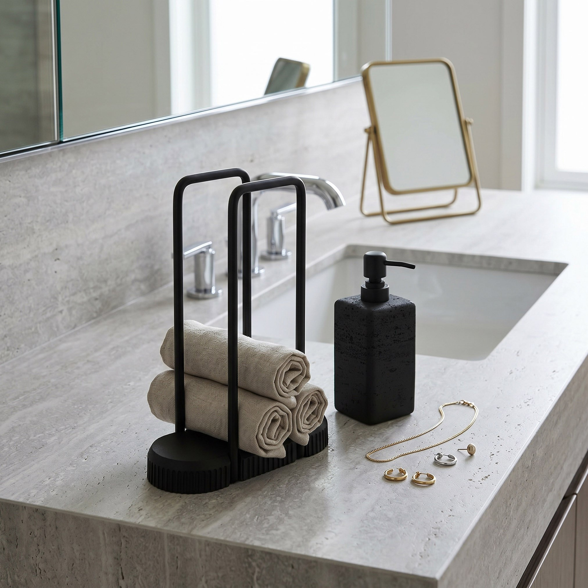 Whyton Saga Resin Towel Holder - 18x8x25 cm-hbxdecorandfurnishings-bathroomaccessories-bathroomsets-image-4