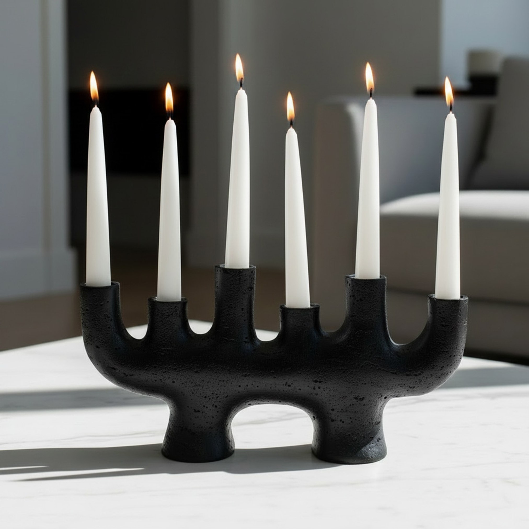 Whyton Saga Decor Polyresin Multi-Arm Taper Candleholder - 39x9.5x19 cm-hbxlivingroom-decorandaccessories-candleholders-image-1