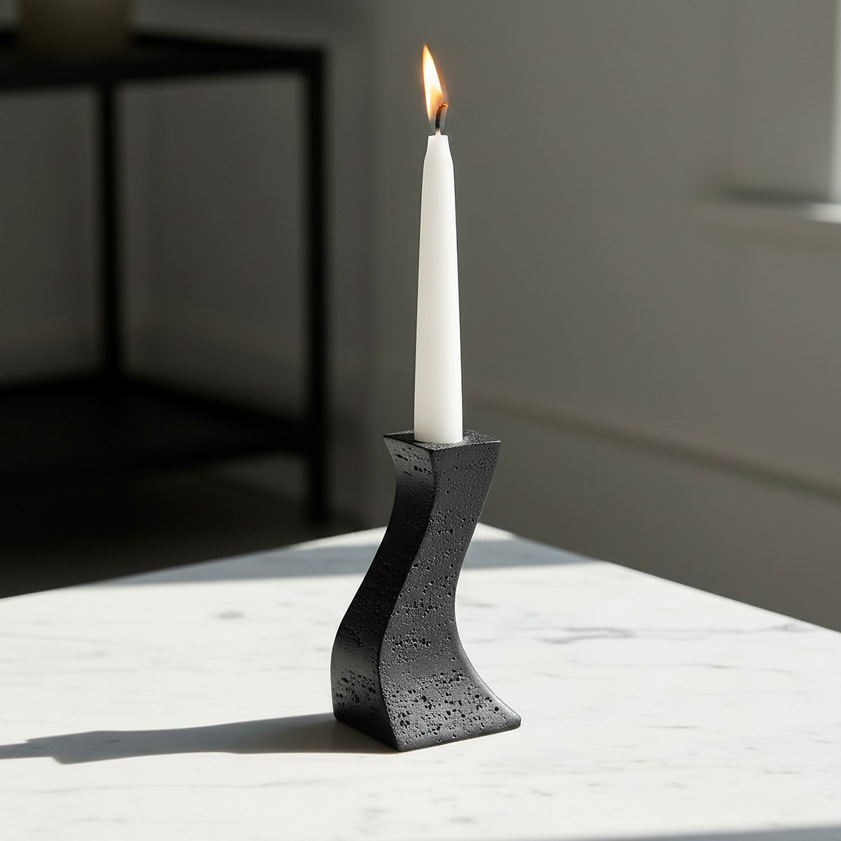 Whyton Saga Decor Polyresin Taper Candleholder - 8.5x6.5x15.5 cm-hbxlivingroom-decorandaccessories-candleholders-image-2