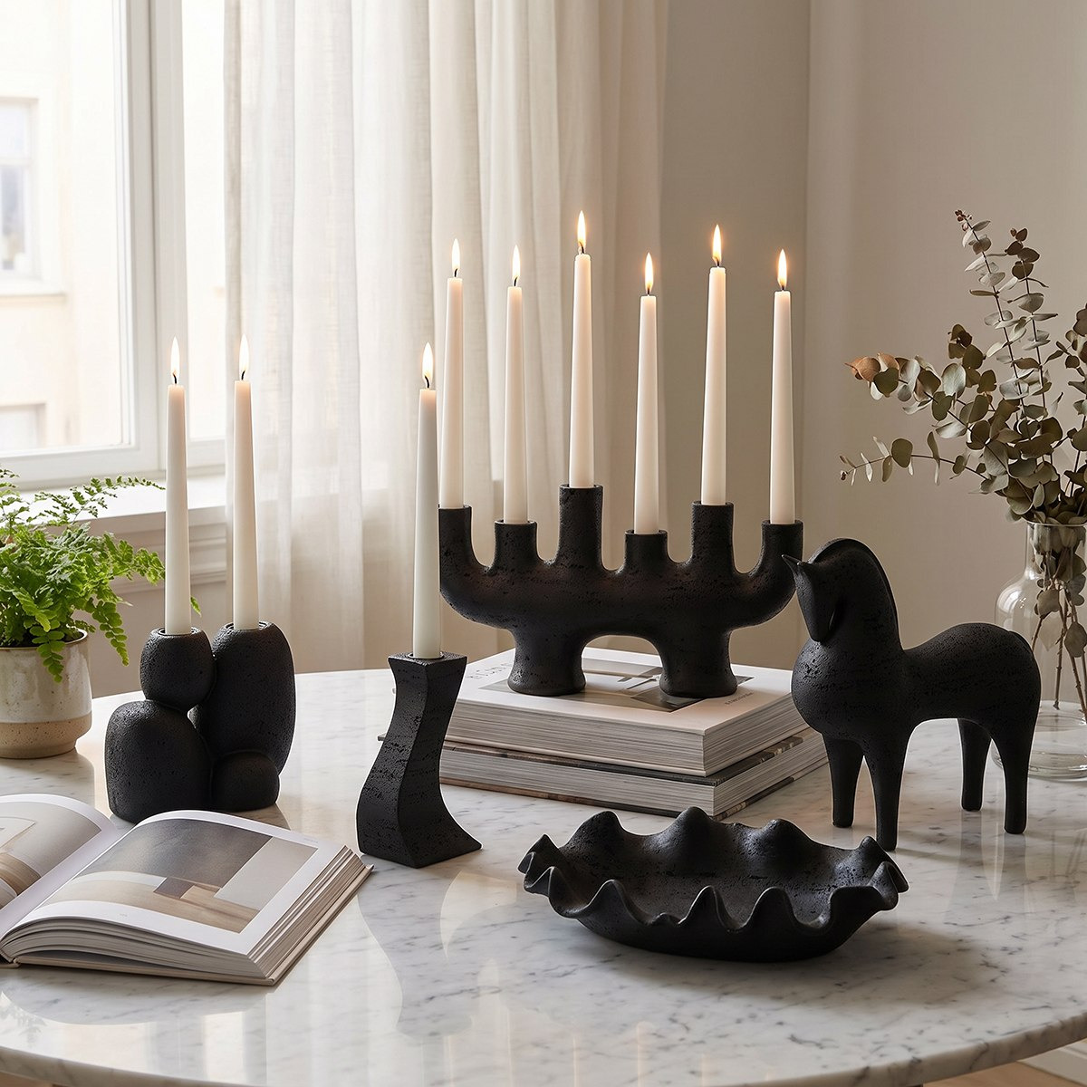 Whyton Saga Decor Polyresin Taper Candleholder - 8.5x6.5x15.5 cm-hbxlivingroom-decorandaccessories-candleholders-image-5