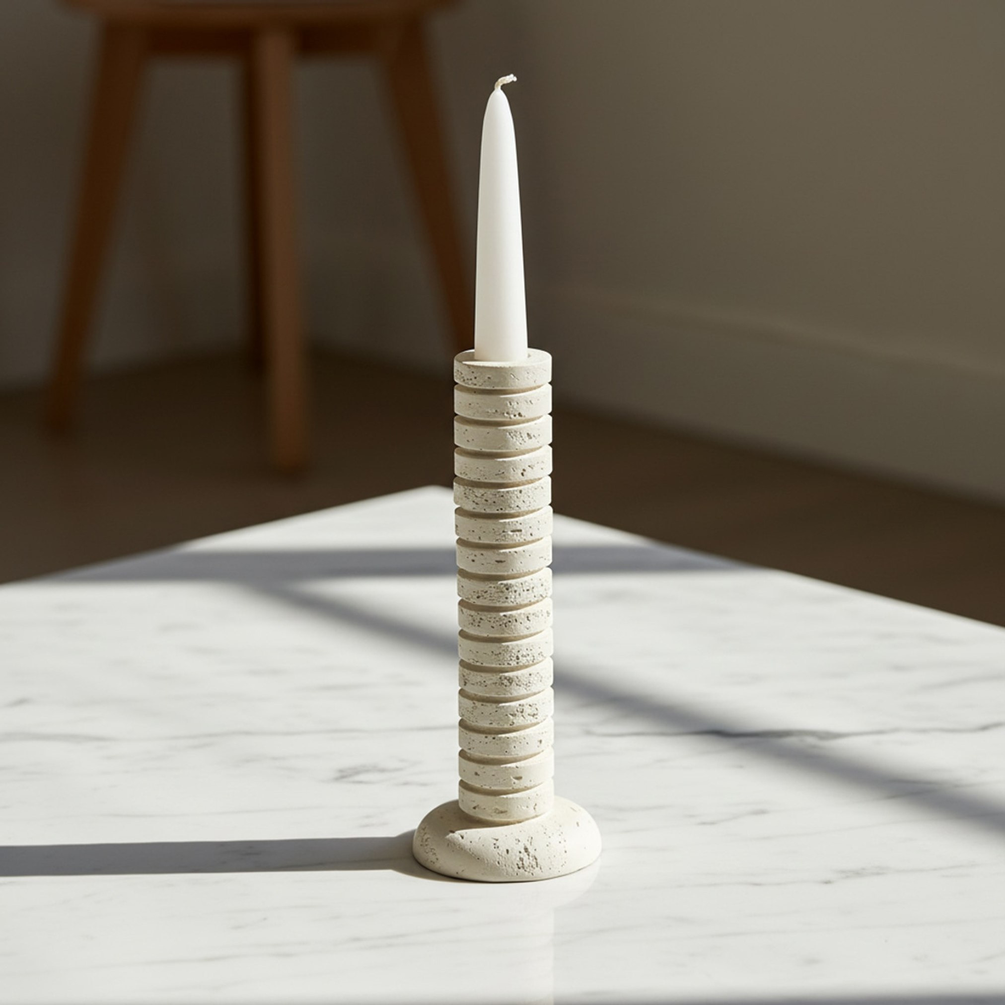 Whyton Saga Decor Polyresin Taper Candleholder - 9.5x9.5x26 cm-hbxlivingroom-decorandaccessories-candleholders-image-1
