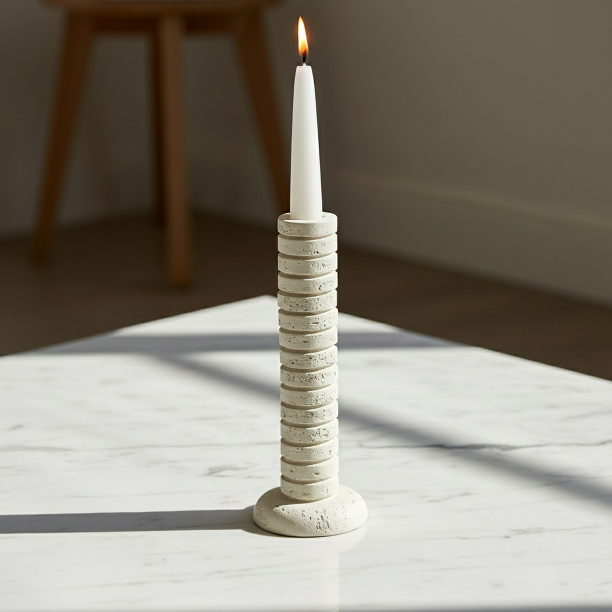 Whyton Saga Decor Polyresin Taper Candleholder - 9.5x9.5x26 cm-hbxlivingroom-decorandaccessories-candleholders-image-2
