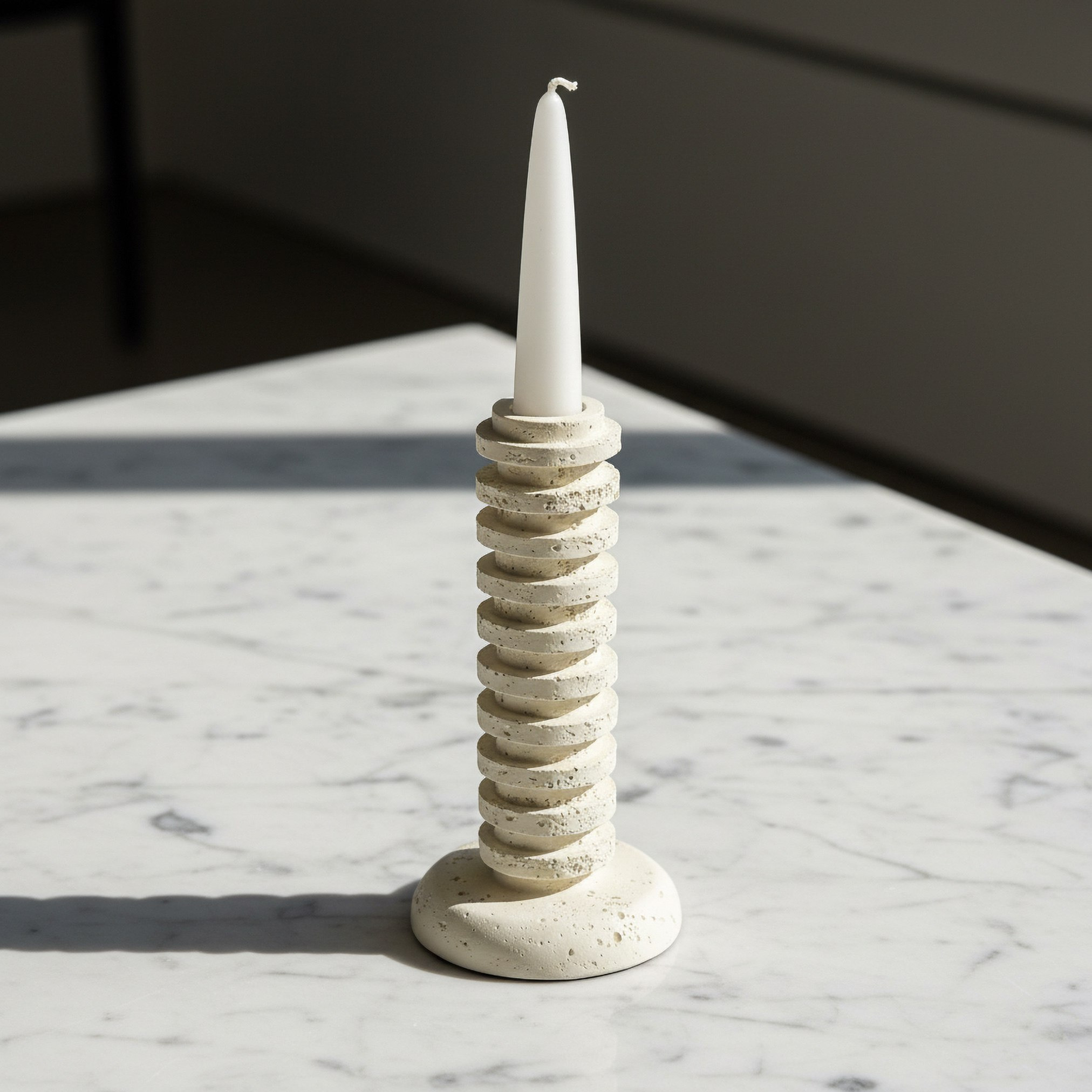 Whyton Saga Decor Polyresin Taper Candleholder - 9.5x9.5x19.5 cm-hbxlivingroom-decorandaccessories-candleholders-image-1