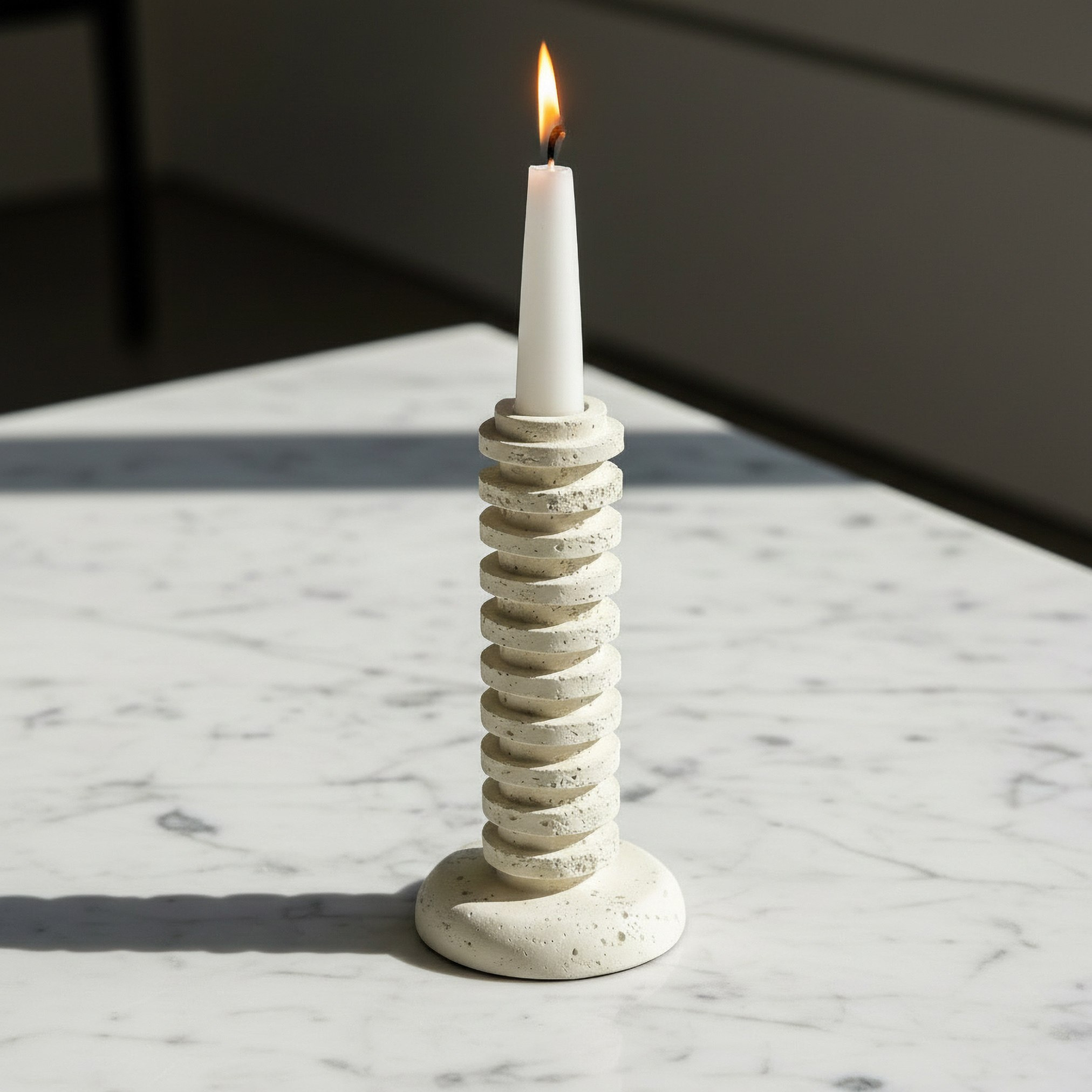 Whyton Saga Decor Polyresin Taper Candleholder - 9.5x9.5x19.5 cm-hbxlivingroom-decorandaccessories-candleholders-image-2