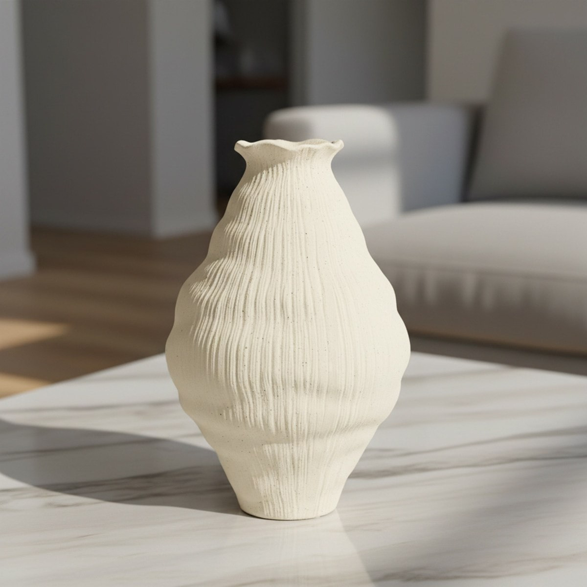 Sansa Truffle Decorative Ceramic Textured Vase - 22x22x33.5 cm-hbxbedroom-decorandaccessories-vases-image-1