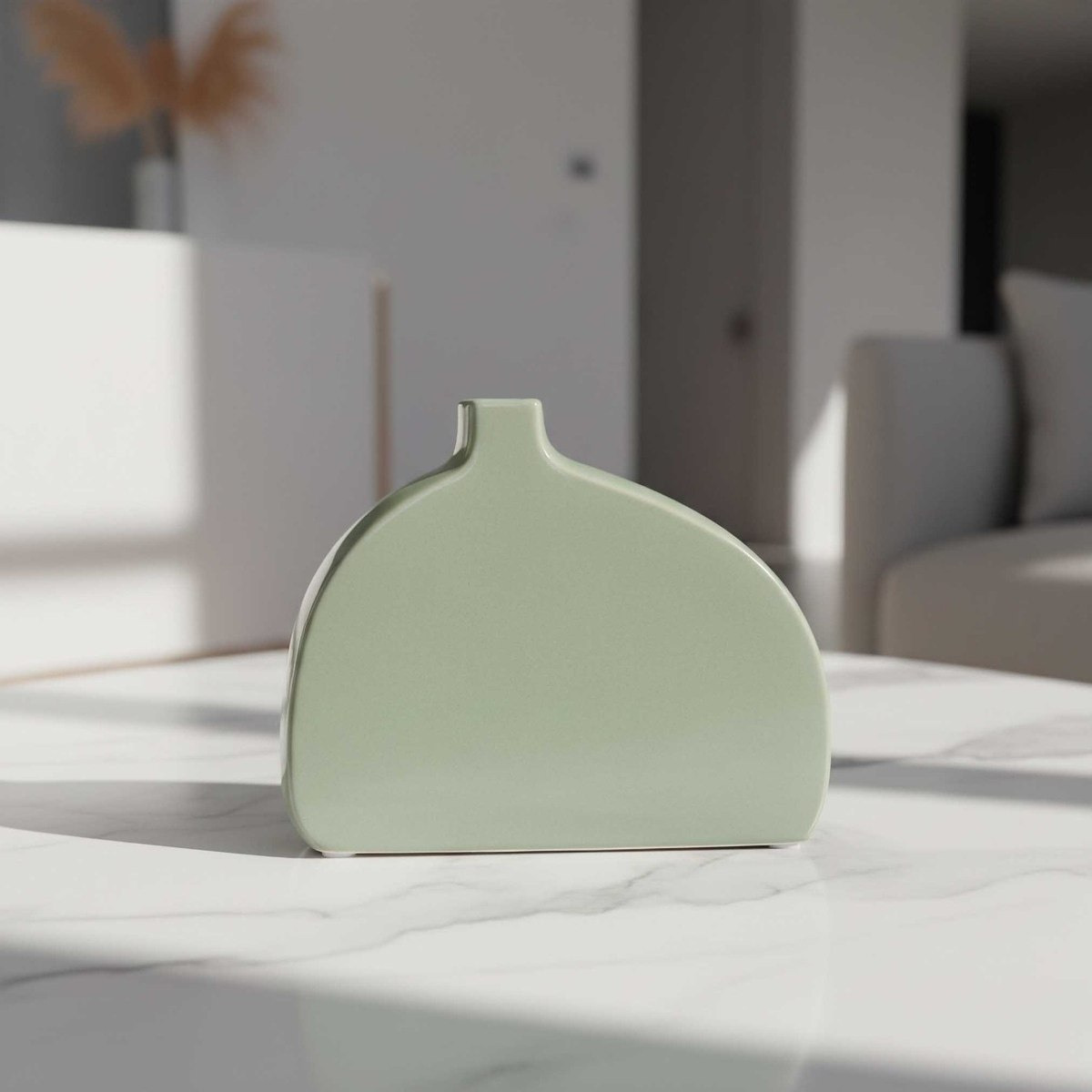 Sansa Stacy Decorative Ceramic Glaze Vase - 16.8x5x13.5 cm-hbxbedroom-decorandaccessories-vases-image-1