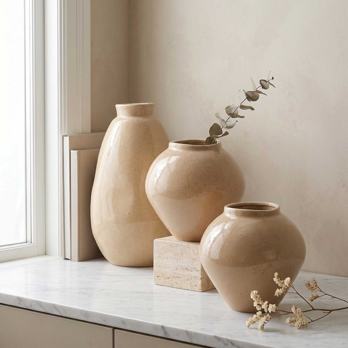 Sansa Stacy Decorative Ceramic Reactive Glaze Vase - 20.8x20.8x20.5 cm-hbxbedroom-decorandaccessories-vases-image-4