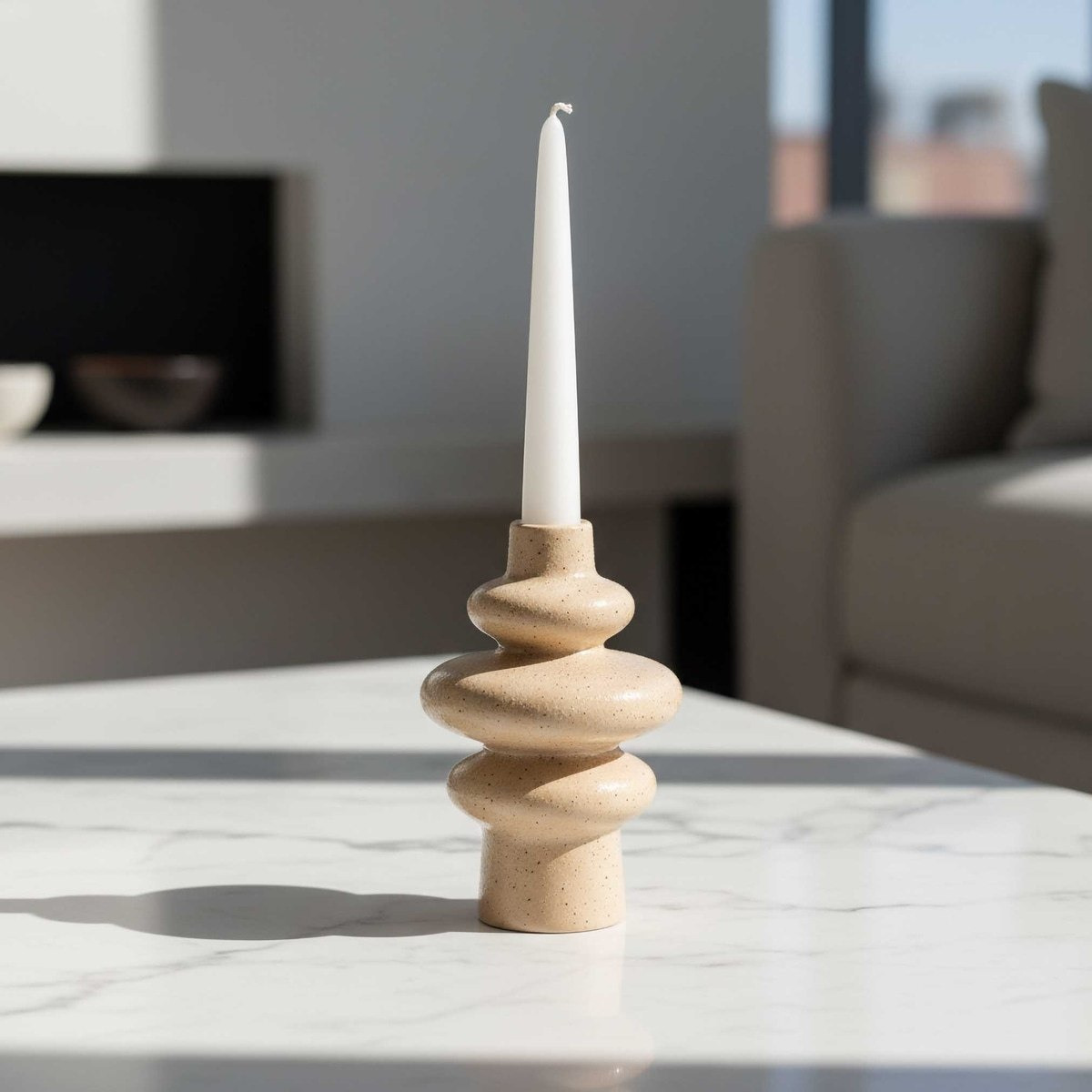 Sansa-Stacy Ceramic Reactive Glaze Taper Decorative Candleholder - 13.3x13.3x21 cm-hbxlivingroom-decorandaccessories-candleholders-image-1