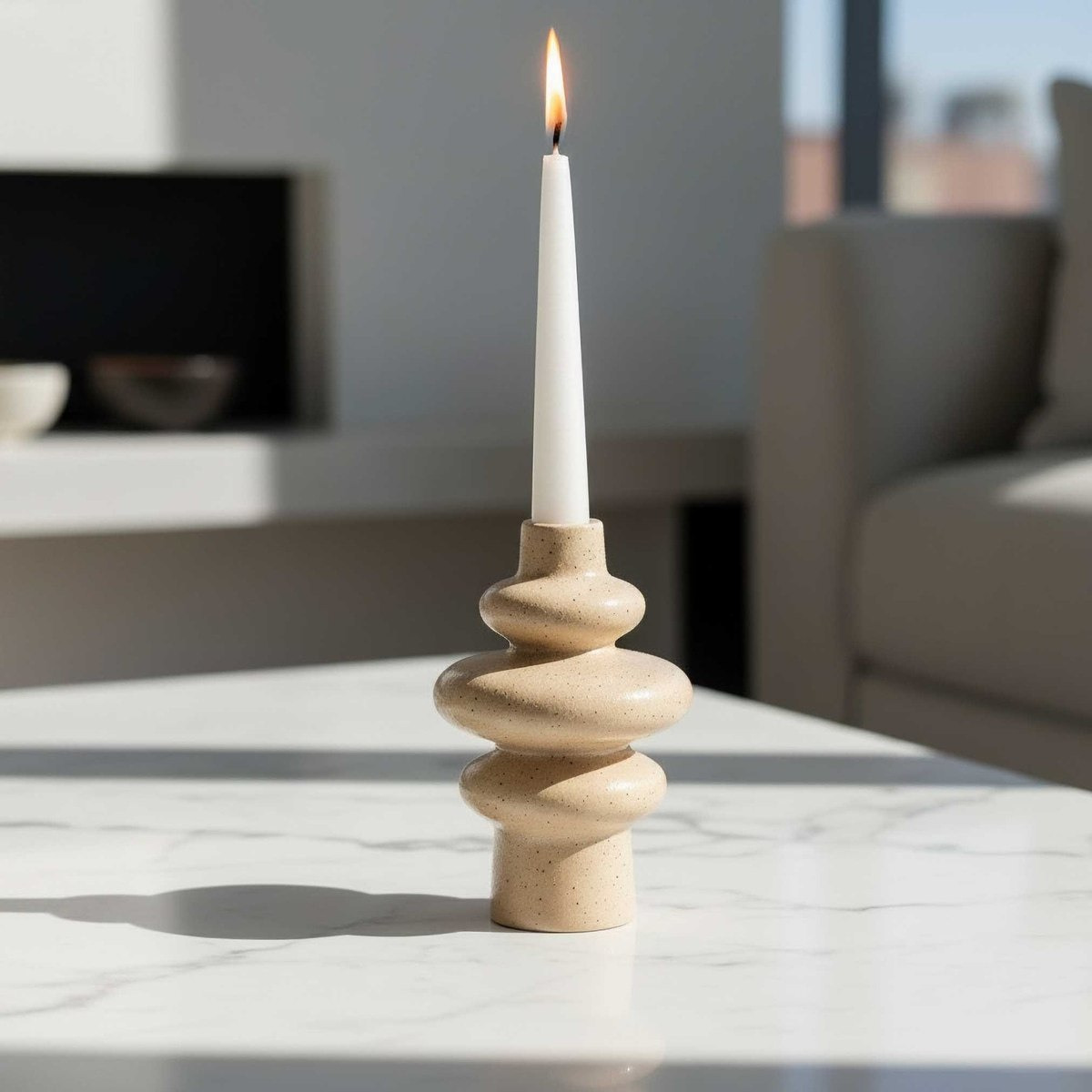 Sansa-Stacy Ceramic Reactive Glaze Taper Decorative Candleholder - 13.3x13.3x21 cm-hbxlivingroom-decorandaccessories-candleholders-image-2