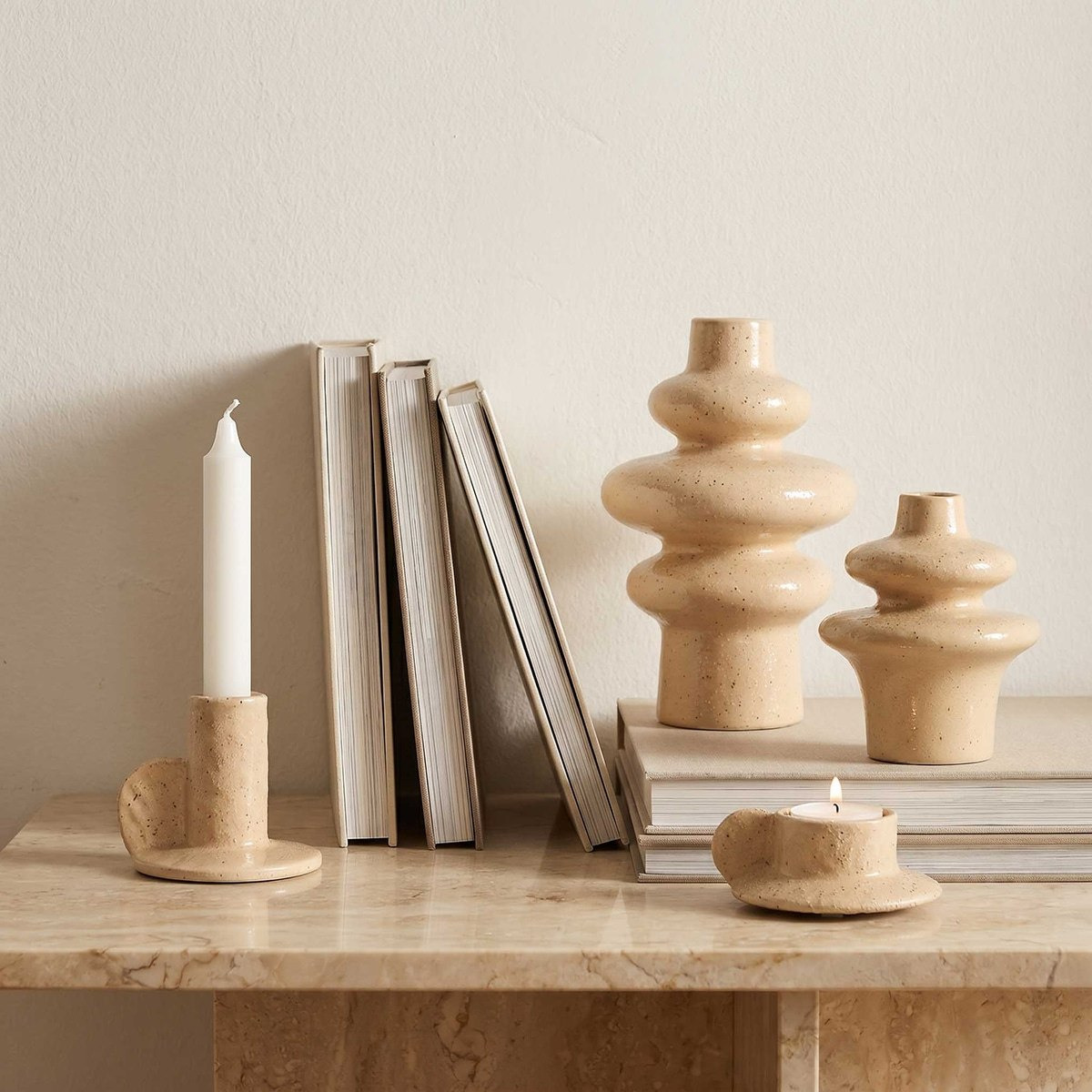Sansa-Stacy Ceramic Reactive Glaze Taper Decorative Candleholder - 13.3x13.3x21 cm-hbxlivingroom-decorandaccessories-candleholders-image-5