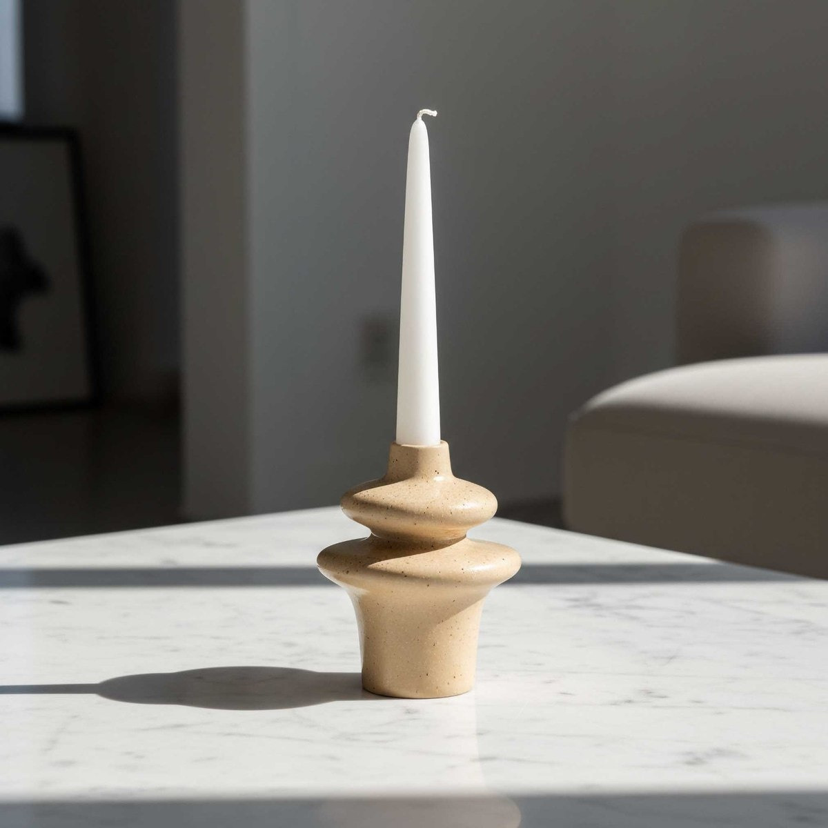 Sansa Stacy Decorative Ceramic Reactive Glaze Taper Candleholder - 14x14x18 cm-hbxlivingroom-decorandaccessories-candleholders-image-1