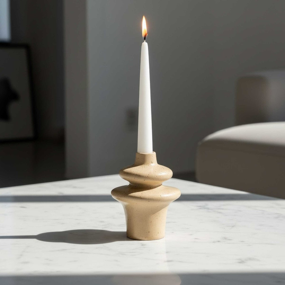 Sansa Stacy Decorative Ceramic Reactive Glaze Taper Candleholder - 14x14x18 cm-hbxlivingroom-decorandaccessories-candleholders-image-2