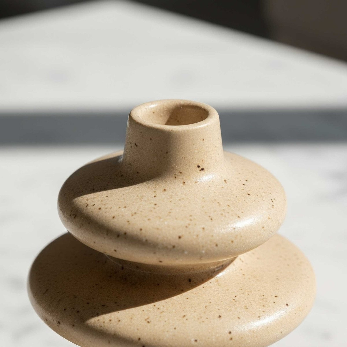 Sansa Stacy Decorative Ceramic Reactive Glaze Taper Candleholder - 14x14x18 cm-hbxlivingroom-decorandaccessories-candleholders-image-3