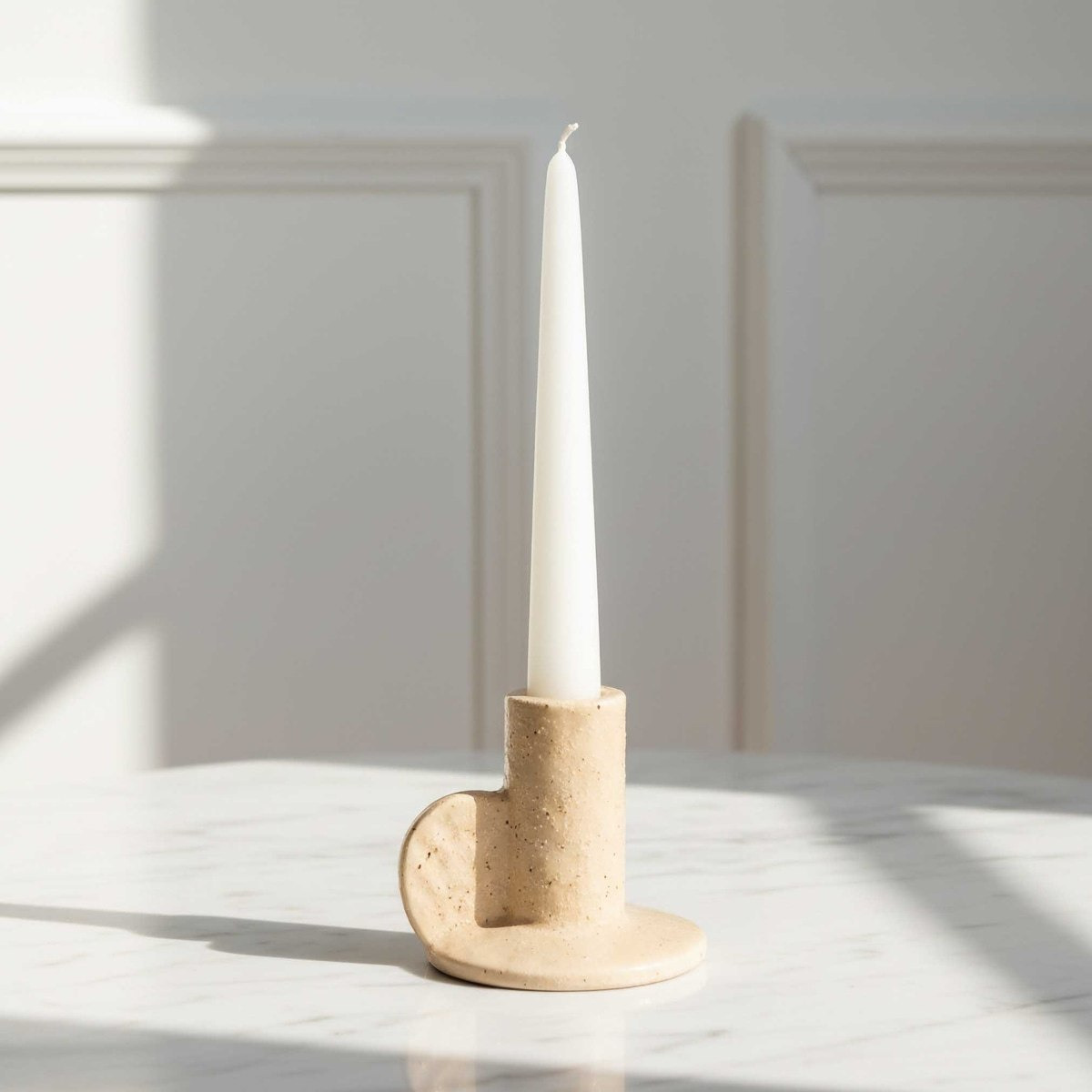 Sansa Stacy Decorative Ceramic Reactive Glaze Taper Candleholder  - 9x7.5x6 cm-hbxlivingroom-decorandaccessories-candleholders-image-1