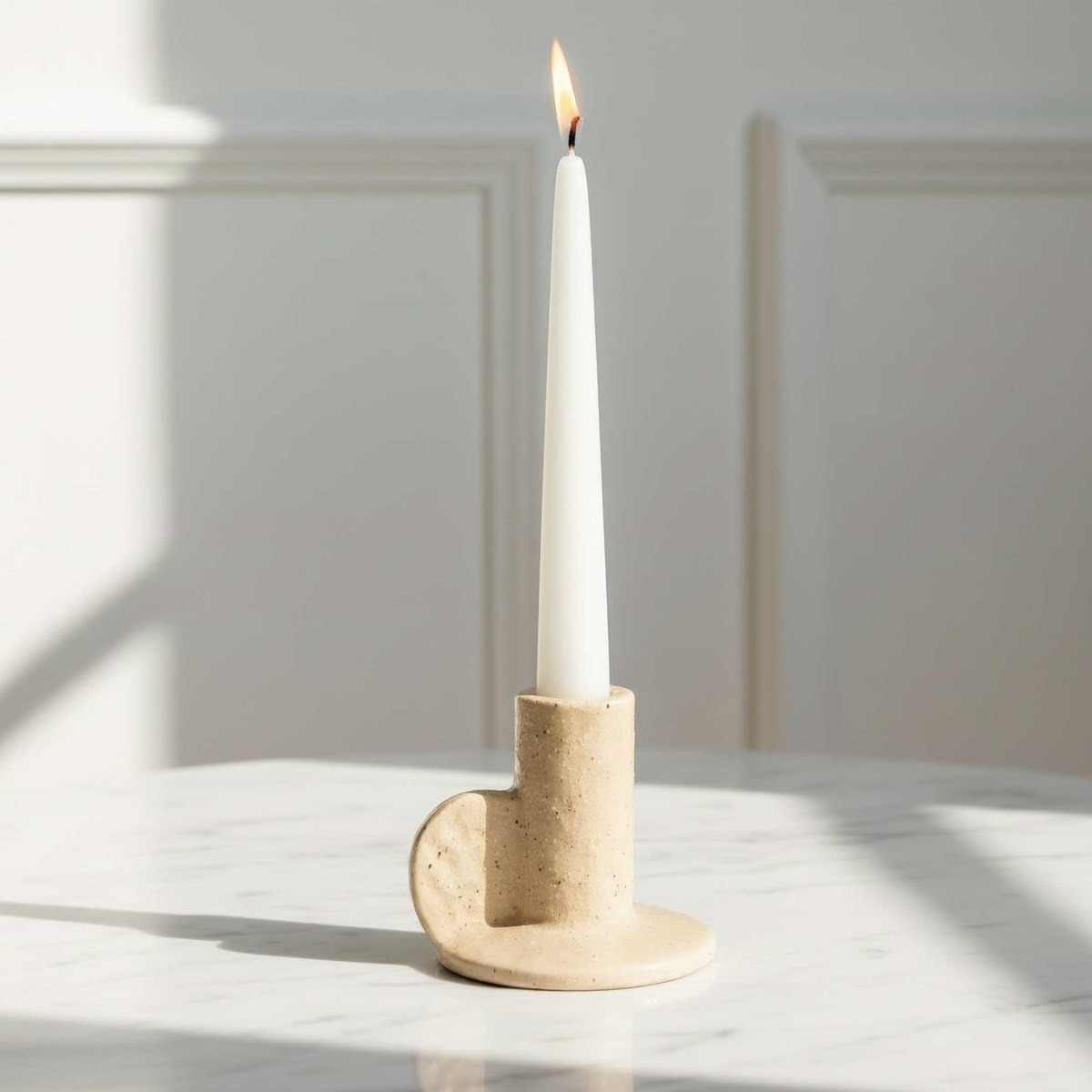 Sansa Stacy Decorative Ceramic Reactive Glaze Taper Candleholder  - 9x7.5x6 cm-hbxlivingroom-decorandaccessories-candleholders-image-2