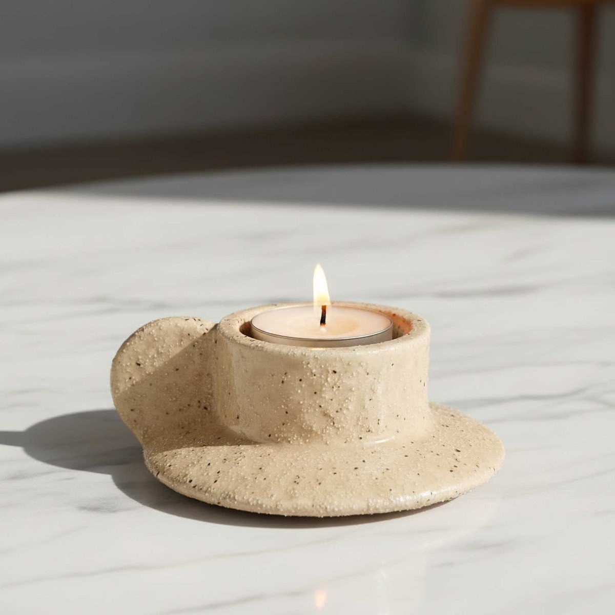 Sansa Stacy Decorative Ceramic Reactive Glaze Tealight Holder - 11.5x10x4.5 cm-hbxlivingroom-decorandaccessories-candleholders-image-2