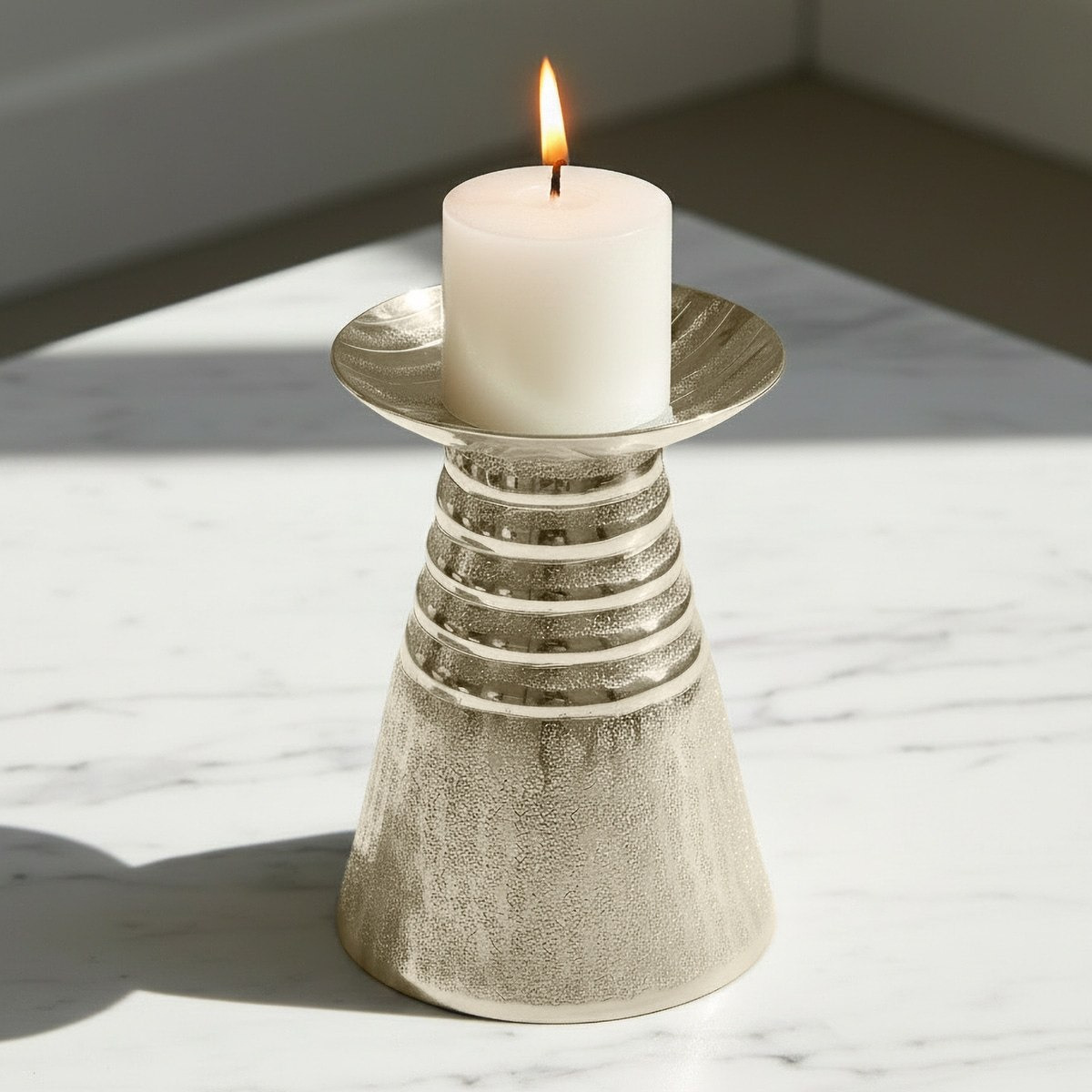 Aurum Ausie Elan Decorative Pillar Candleholder - 13.5x13.5x17 cm-hbxlivingroom-decorandaccessories-candleholders-image-2