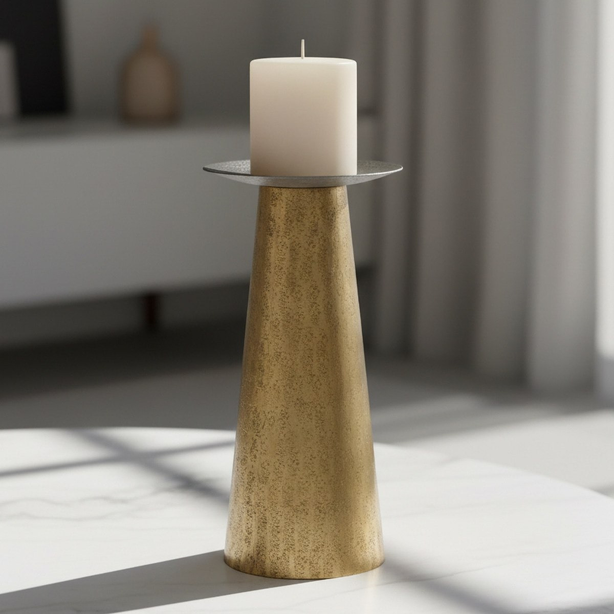 Aurum Ausie Atelier Decorative Pillar Candleholder - 15x15x31 cm-hbxlivingroom-decorandaccessories-candleholders-image-1