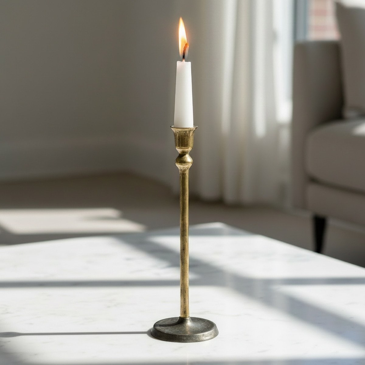 Aurum Ausie Atelier Decorative Taper Candle Holder - 11x11x35 cm-hbxlivingroom-decorandaccessories-candleholders-image-2