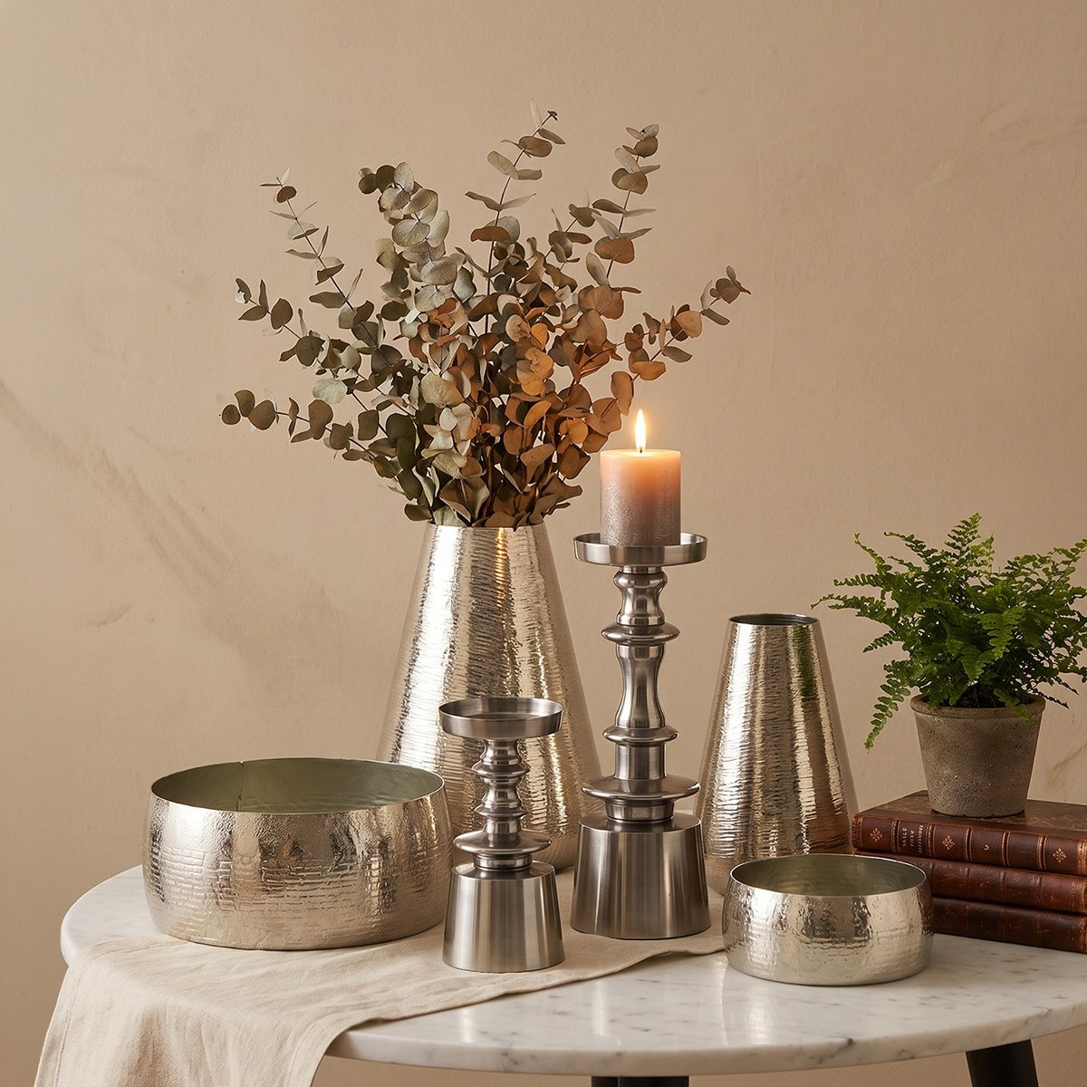 Aurum Ausie Elemente Decorative Pillar Candleholder - 8.5x8.5x18 cm-hbxlivingroom-decorandaccessories-candleholders-image-5