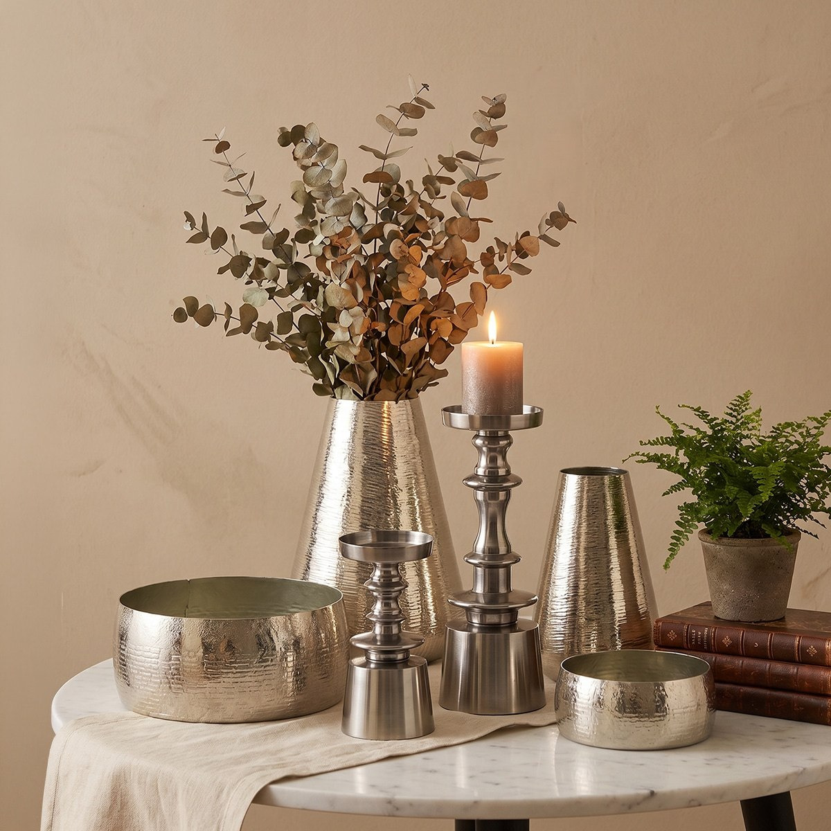 Ausie Elemente Aurum Decorative Pillar Candleholder - 8.5x8.5x26 cm-hbxlivingroom-decorandaccessories-candleholders-image-5