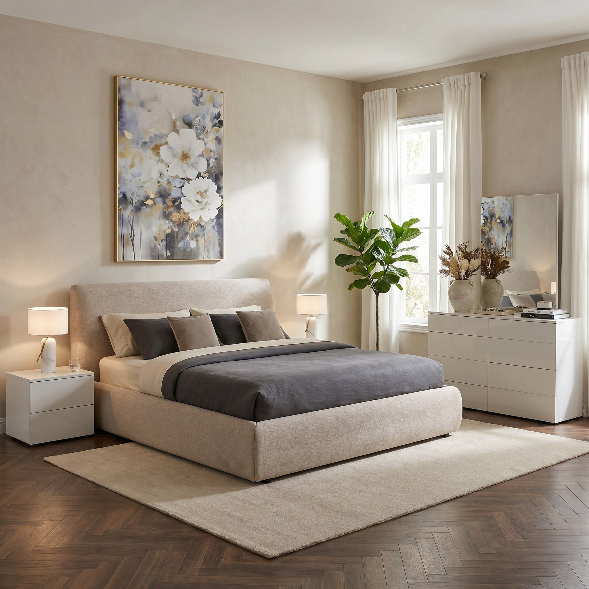 Venice Arden Upholstered Hydraulic Storage Super King Bed - 200x200 cm-hbxbedroom-bedsandbedsets-beds-superking-image-7