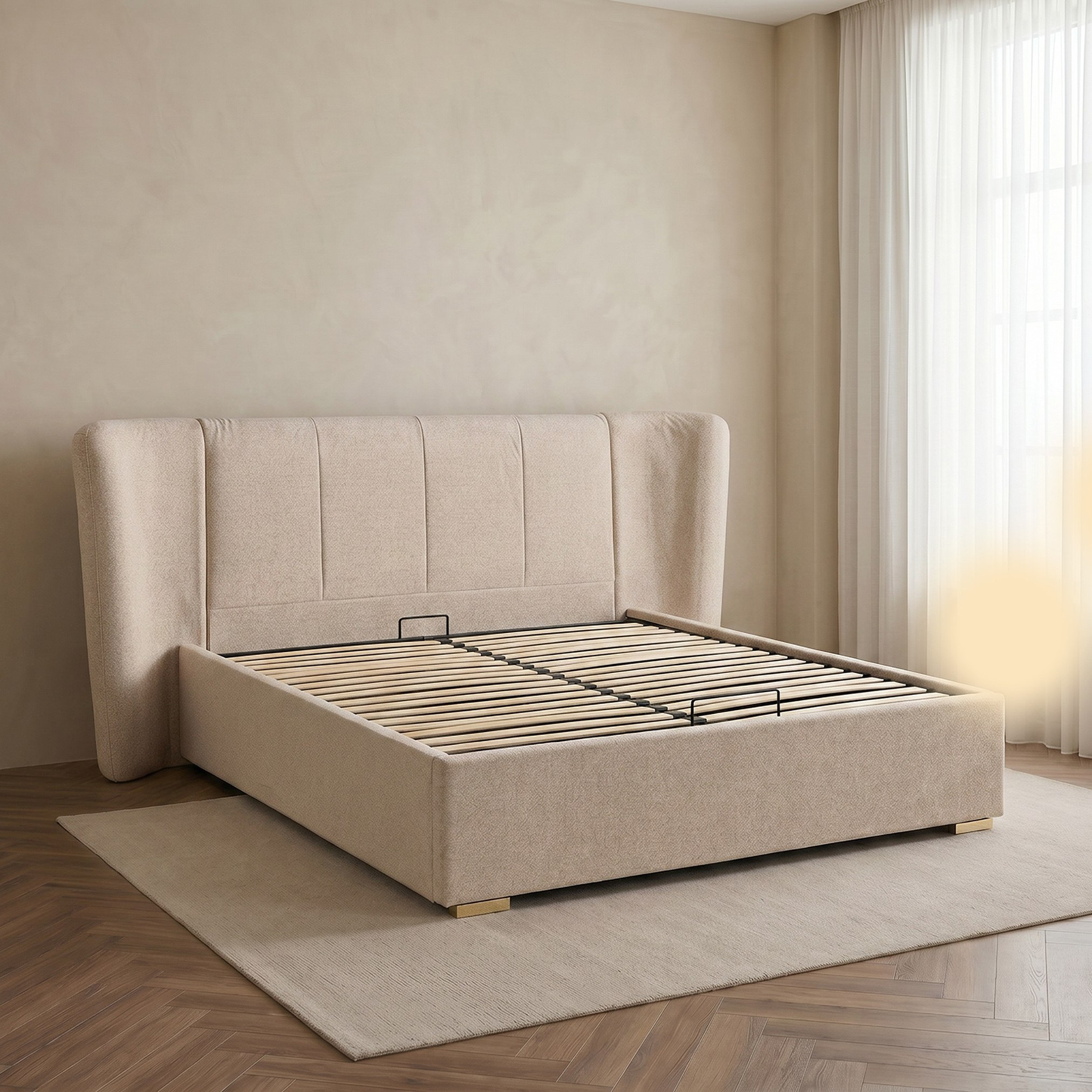 Marwell Heiden Upholstered Hydraulic Storage King Bed - 180x200 cm-hbxfurniture-bedsandbedsets-beds-king-image-6