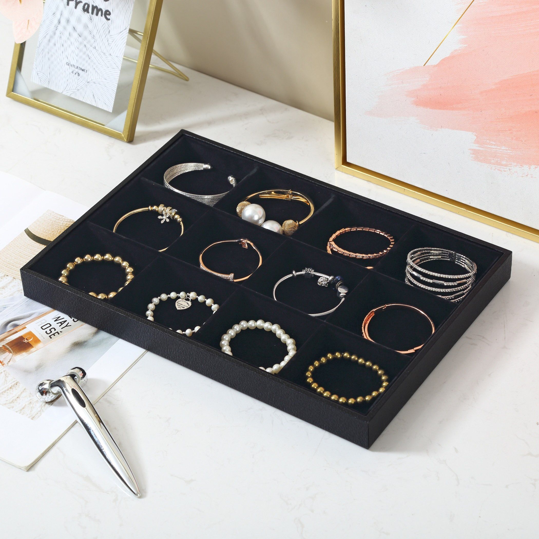 Draco 12-Compartment Jewellery Tray - 35x24x3 cm-hbxbedroom-bedroomaccessories-jewelleryboxesandholders-image-1