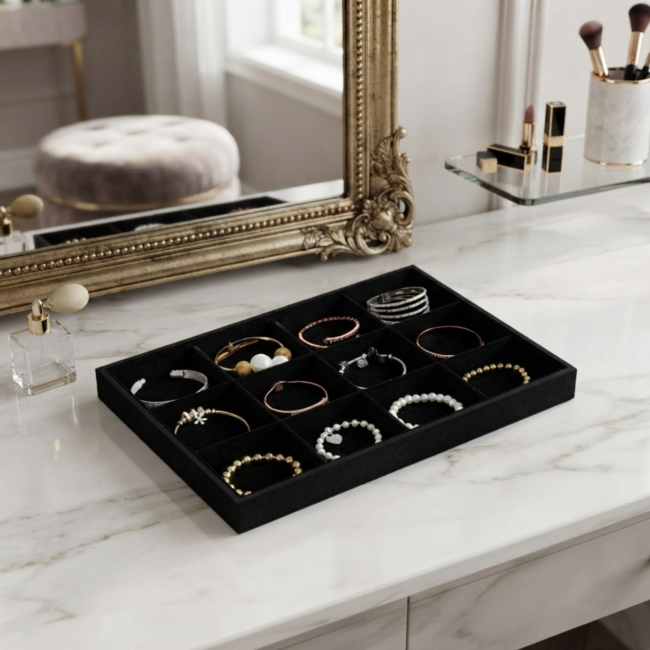 Draco 12-Compartment Jewellery Tray - 35x24x3 cm-hbxbedroom-bedroomaccessories-jewelleryboxesandholders-image-5