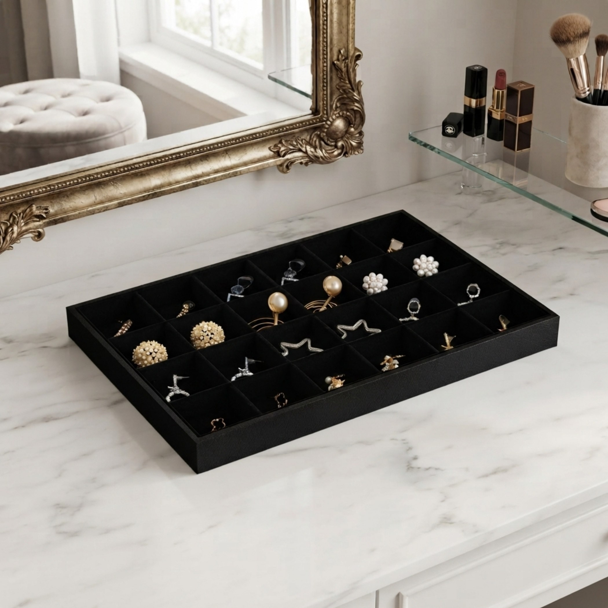Draco 24-Compartment Jewellery Tray - 35x24x3 cm-hbxbedroom-bedroomaccessories-jewelleryboxesandholders-image-1
