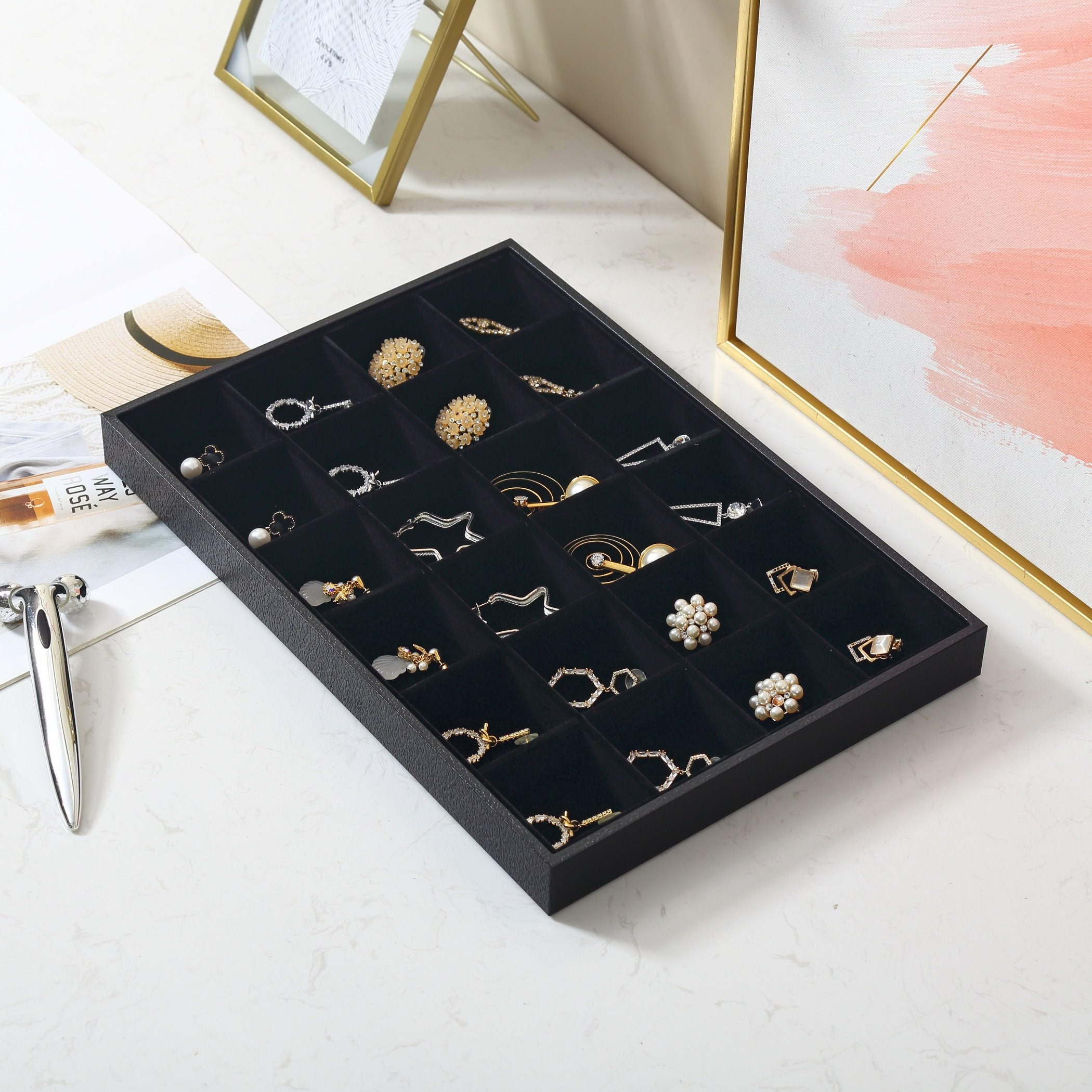 Draco 24-Compartment Jewellery Tray - 35x24x3 cm-hbxbedroom-bedroomaccessories-jewelleryboxesandholders-image-2
