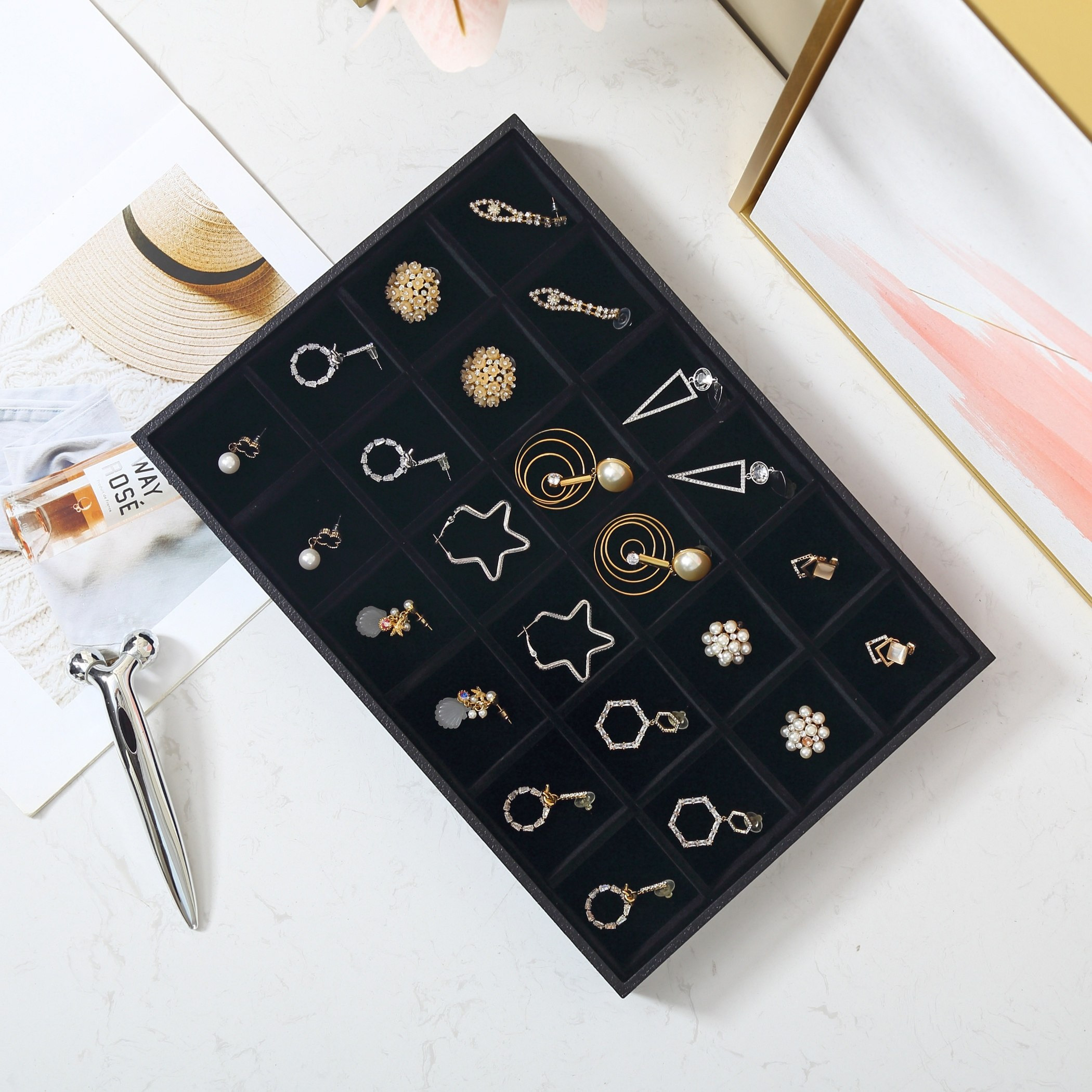 Draco 24-Compartment Jewellery Tray - 35x24x3 cm-hbxbedroom-bedroomaccessories-jewelleryboxesandholders-image-3