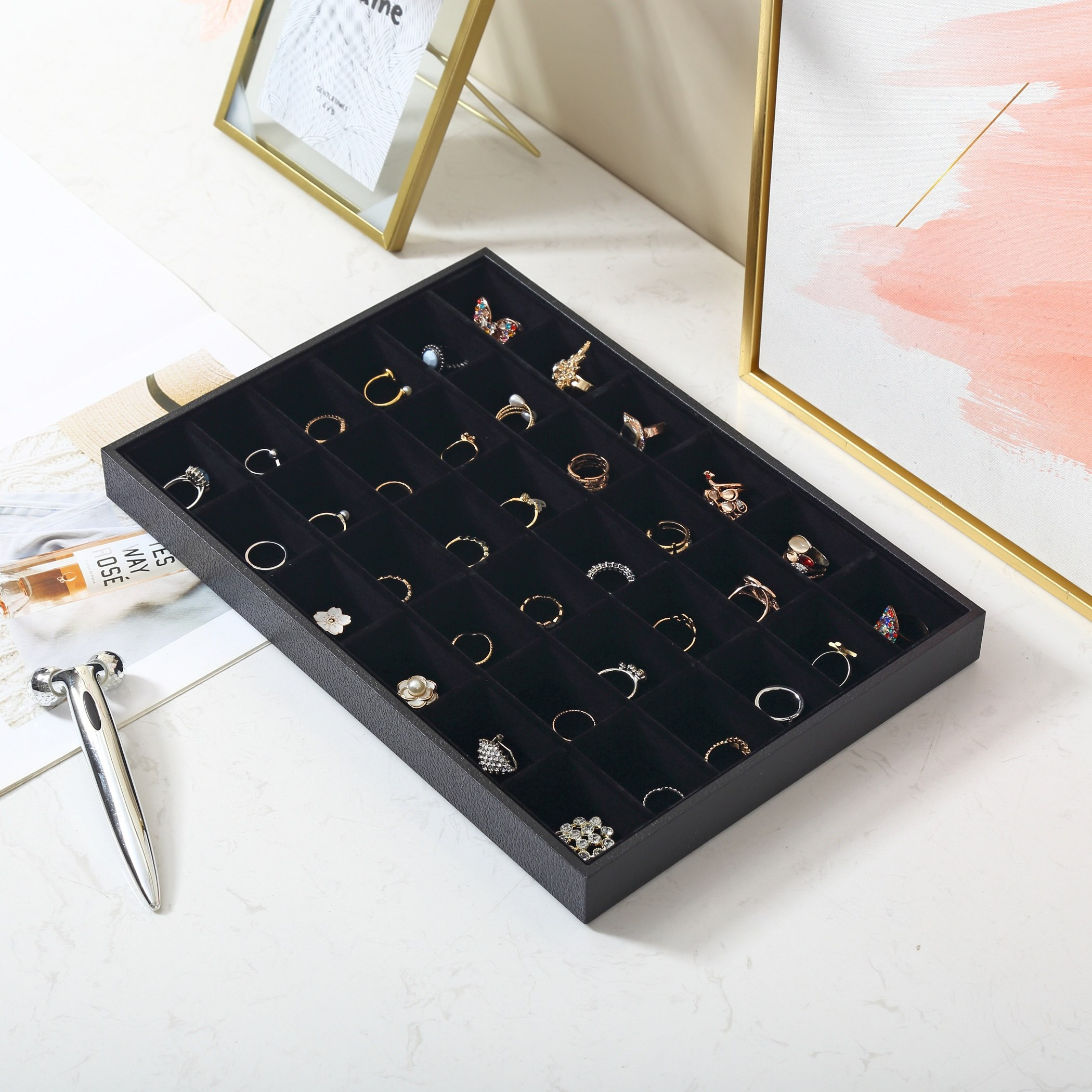 Draco 36-Compartment Jewellery Tray - 35x24x3 cm-hbxbedroom-bedroomaccessories-jewelleryboxesandholders-image-1