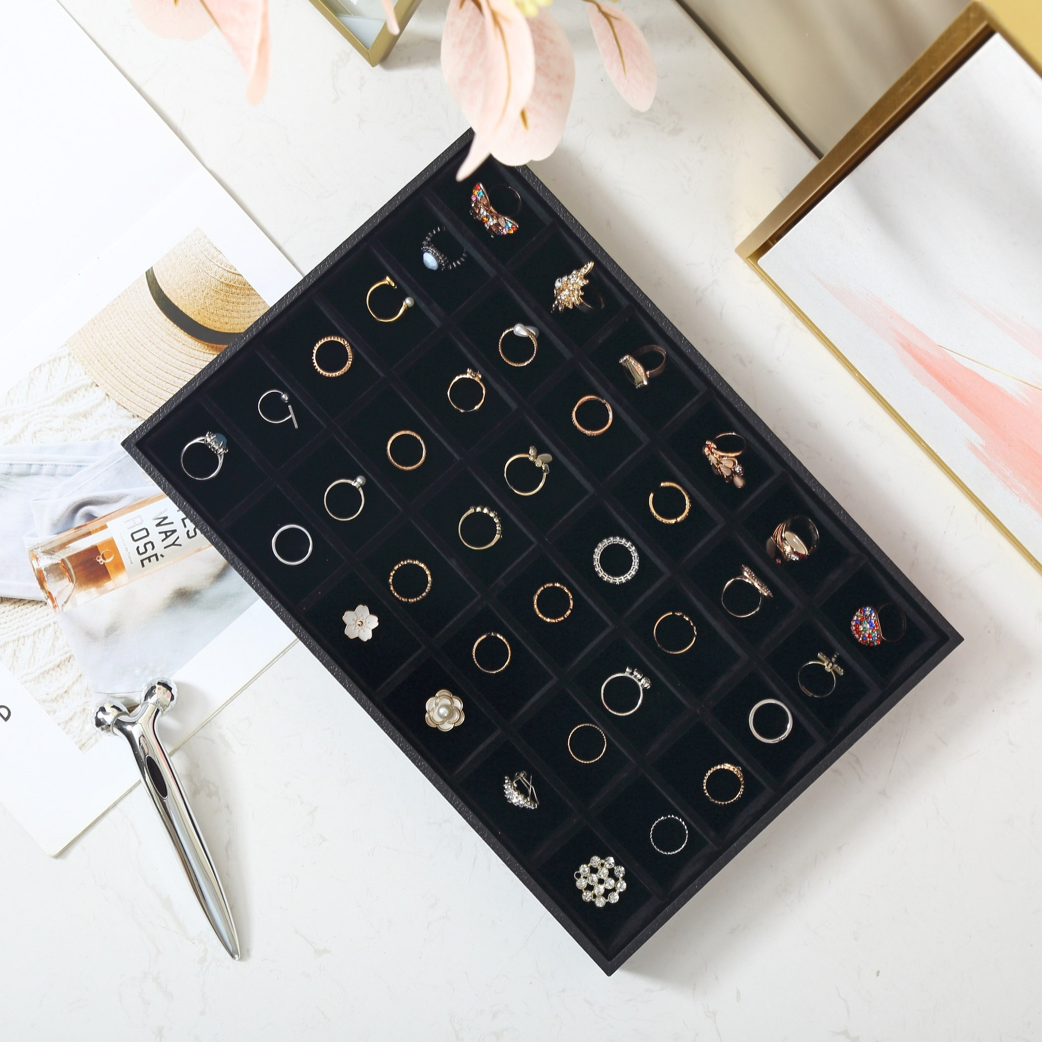 Draco 36-Compartment Jewellery Tray - 35x24x3 cm-hbxbedroom-bedroomaccessories-jewelleryboxesandholders-image-2