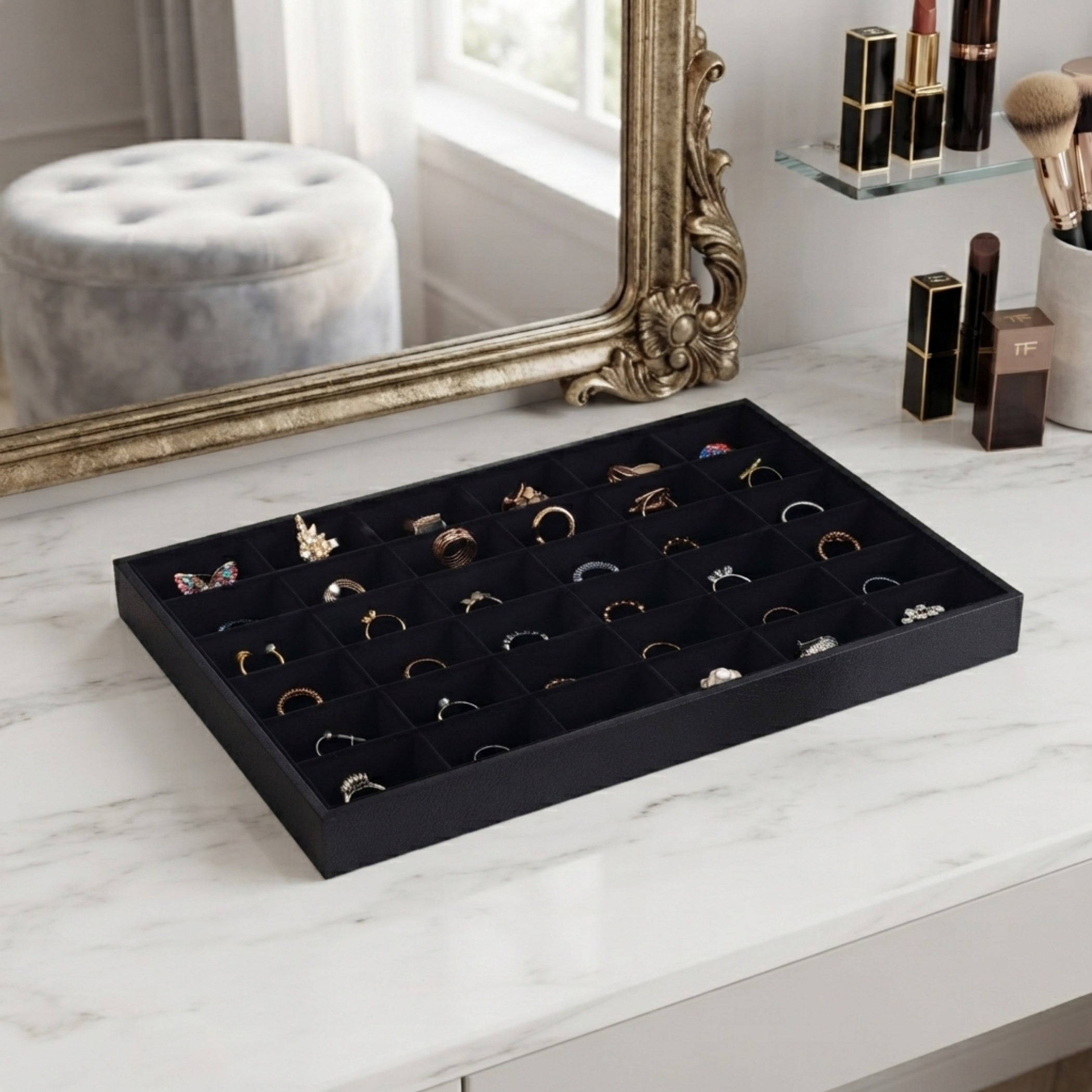 Draco 36-Compartment Jewellery Tray - 35x24x3 cm-hbxbedroom-bedroomaccessories-jewelleryboxesandholders-image-3