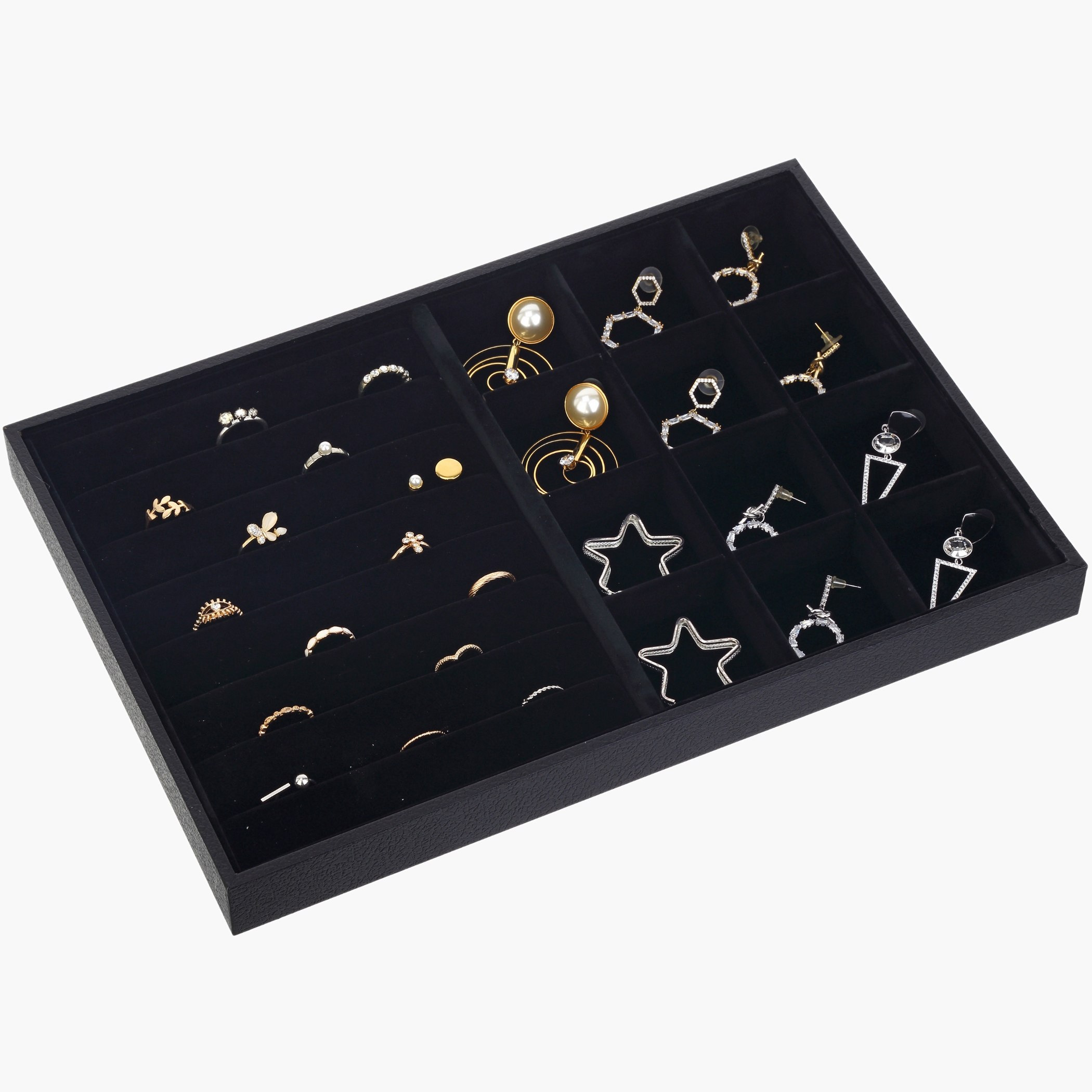 Draco 13-Compartment Jewellery Tray Plus Ring Holder - 35x24x3 cm-hbxbedroom-bedroomaccessories-jewelleryboxesandholders-image-4
