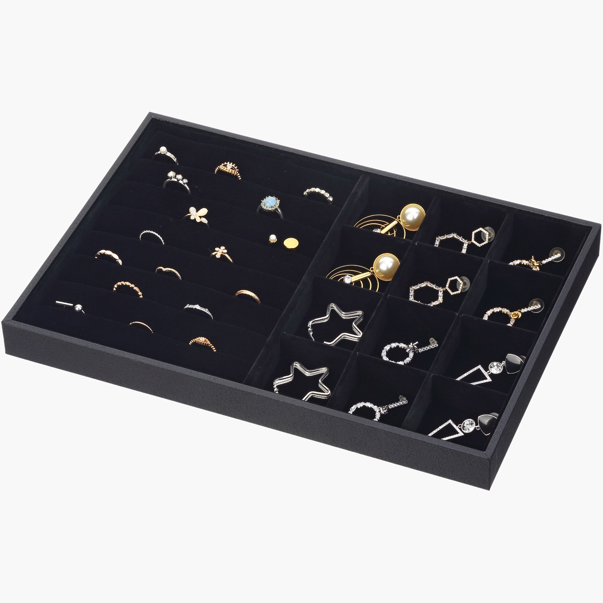 Draco 13-Compartment Jewellery Tray Plus Ring Holder - 35x24x3 cm-hbxbedroom-bedroomaccessories-jewelleryboxesandholders-image-6