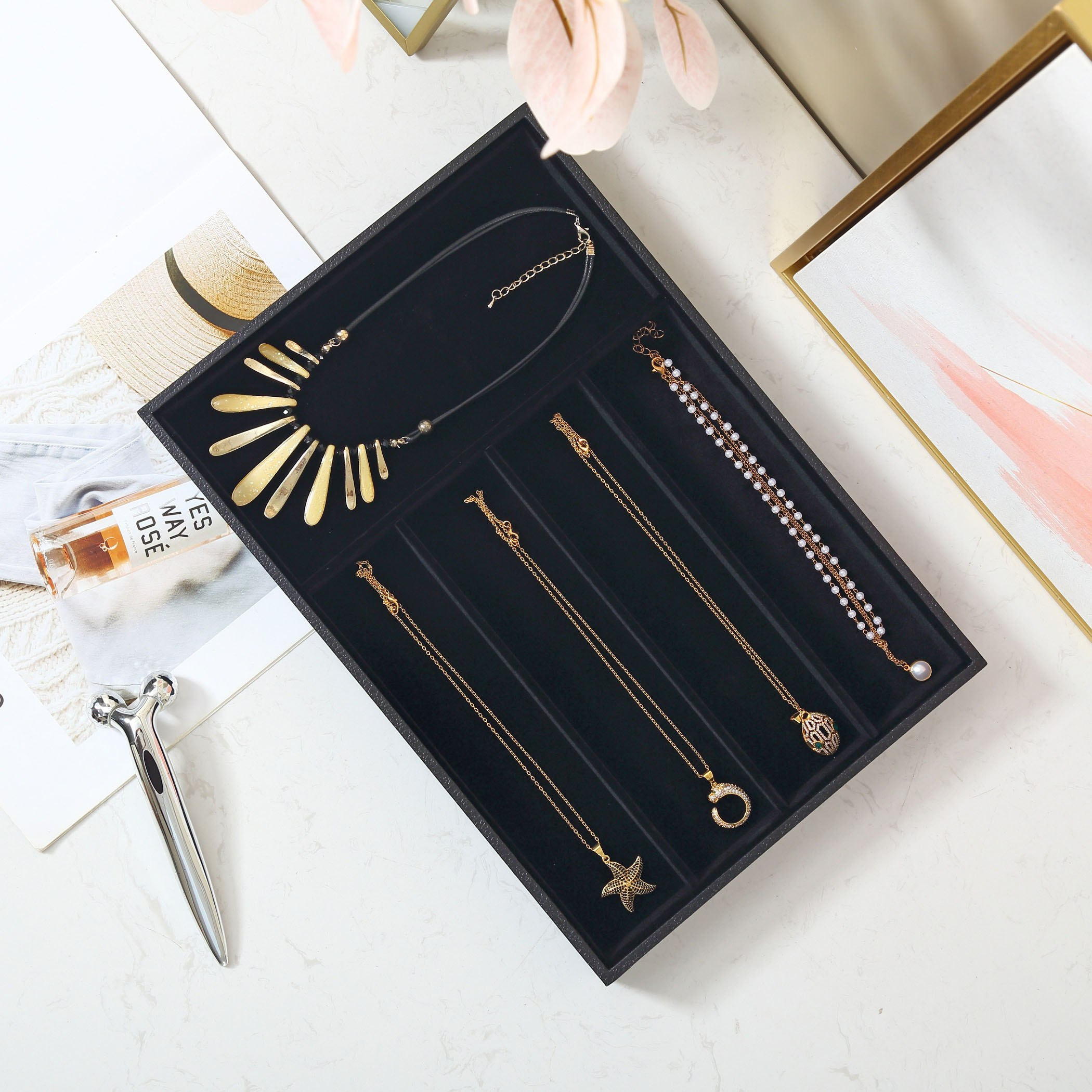 Draco 5-Compartment Jewellery Tray - 35x24x3 cm-hbxbedroom-bedroomaccessories-jewelleryboxesandholders-image-2